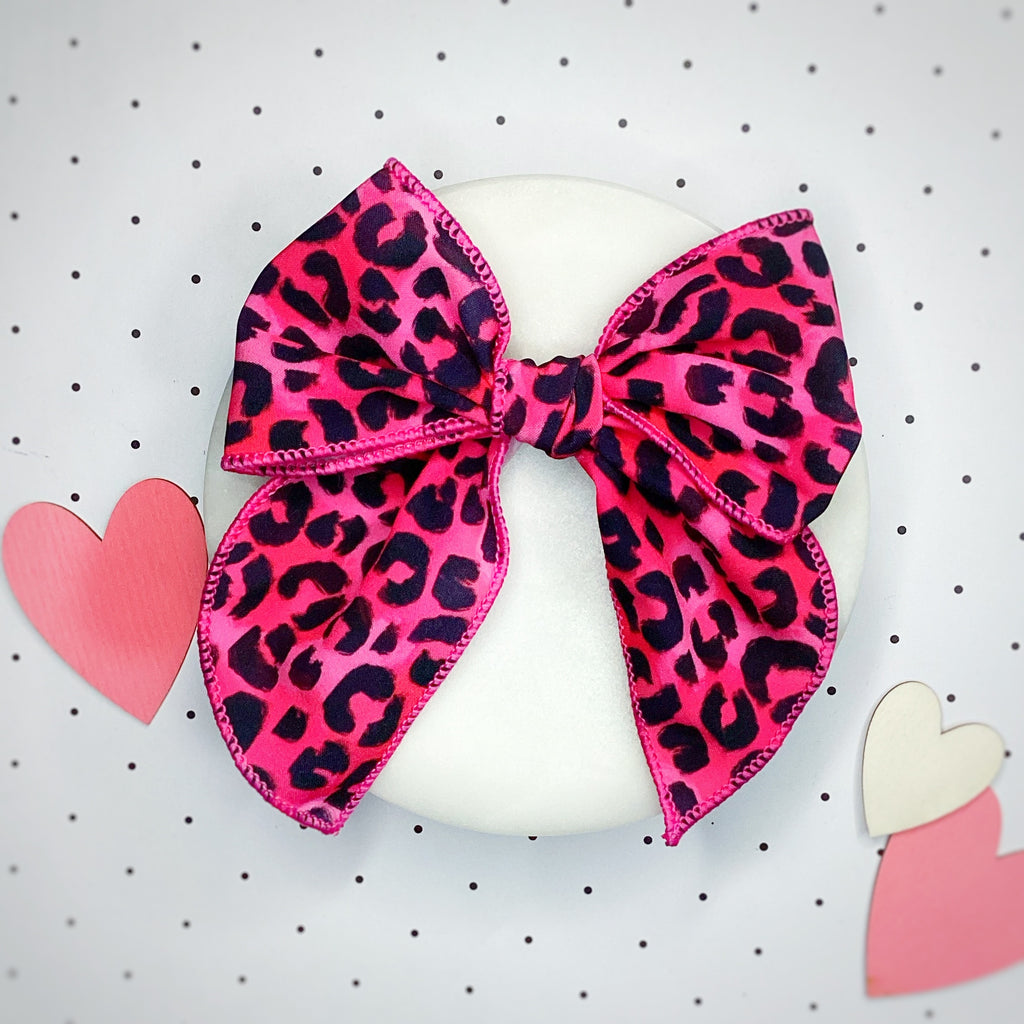 Hot Pink Leopard Quinn Scrunchie, Headband and Bow Collection