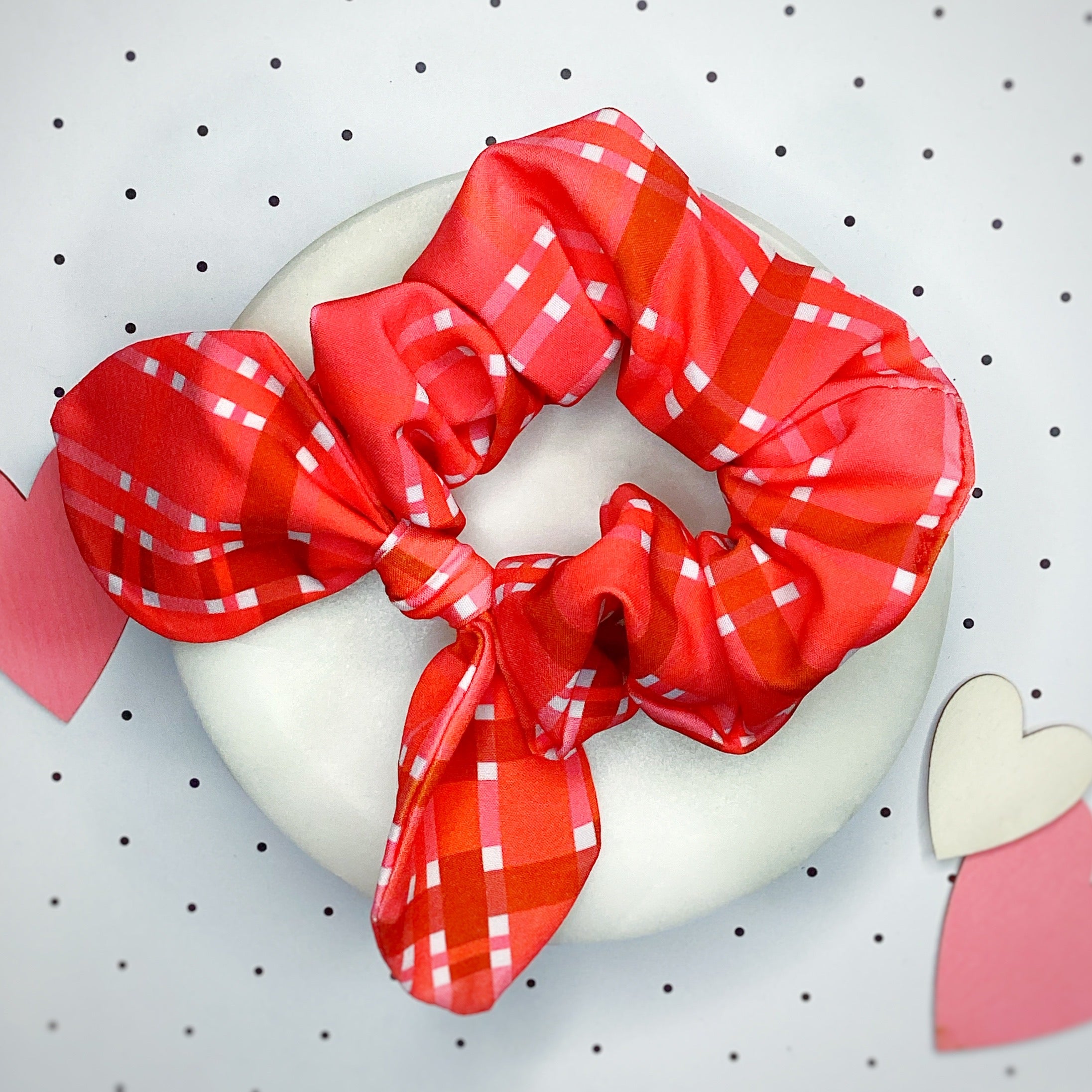 Valentine Plaid Bow Strip and Scrunchie Collection