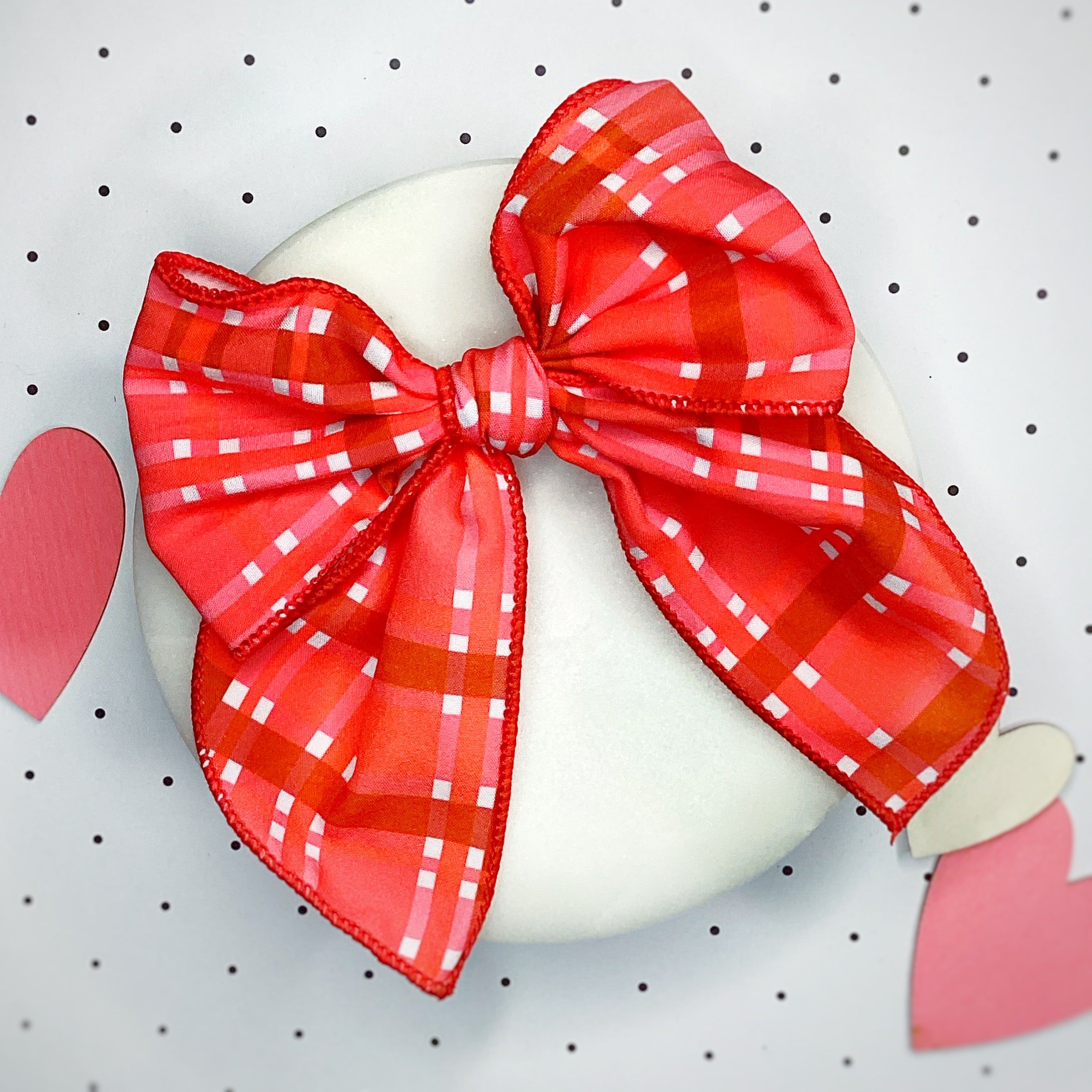 Valentine Plaid Bow Strip and Scrunchie Collection