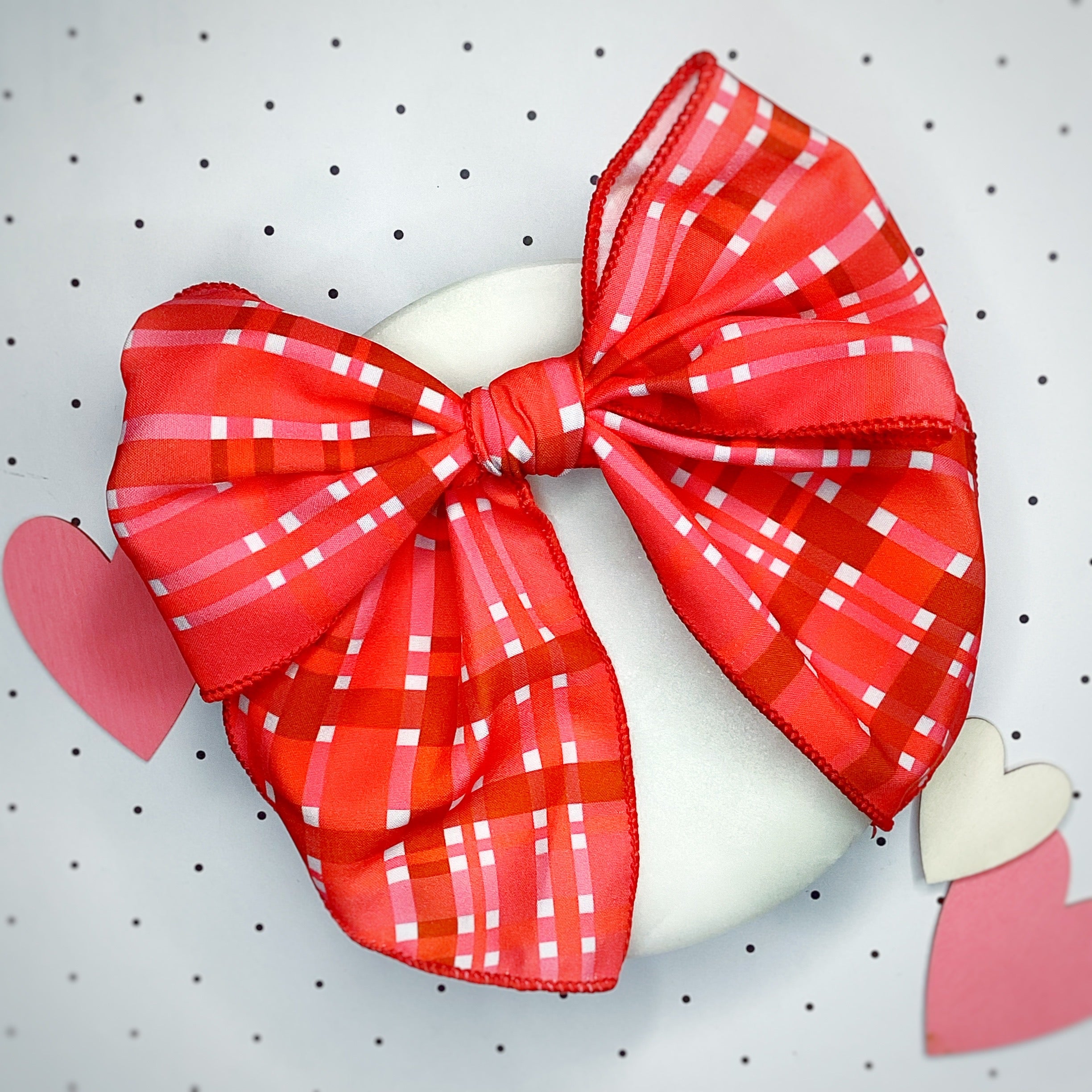 Valentine Plaid Bow Strip and Scrunchie Collection