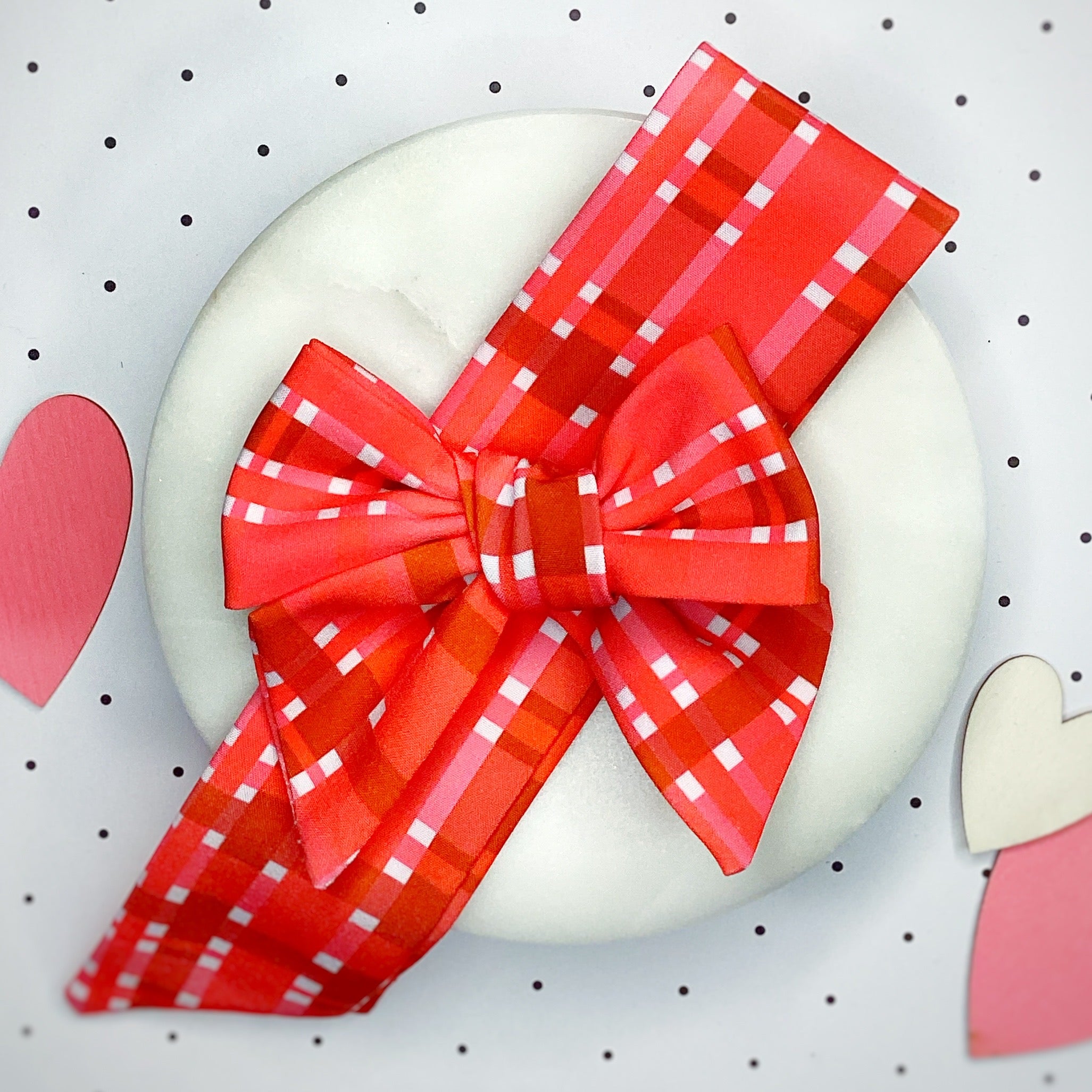 Valentine Plaid Bow Strip and Scrunchie Collection