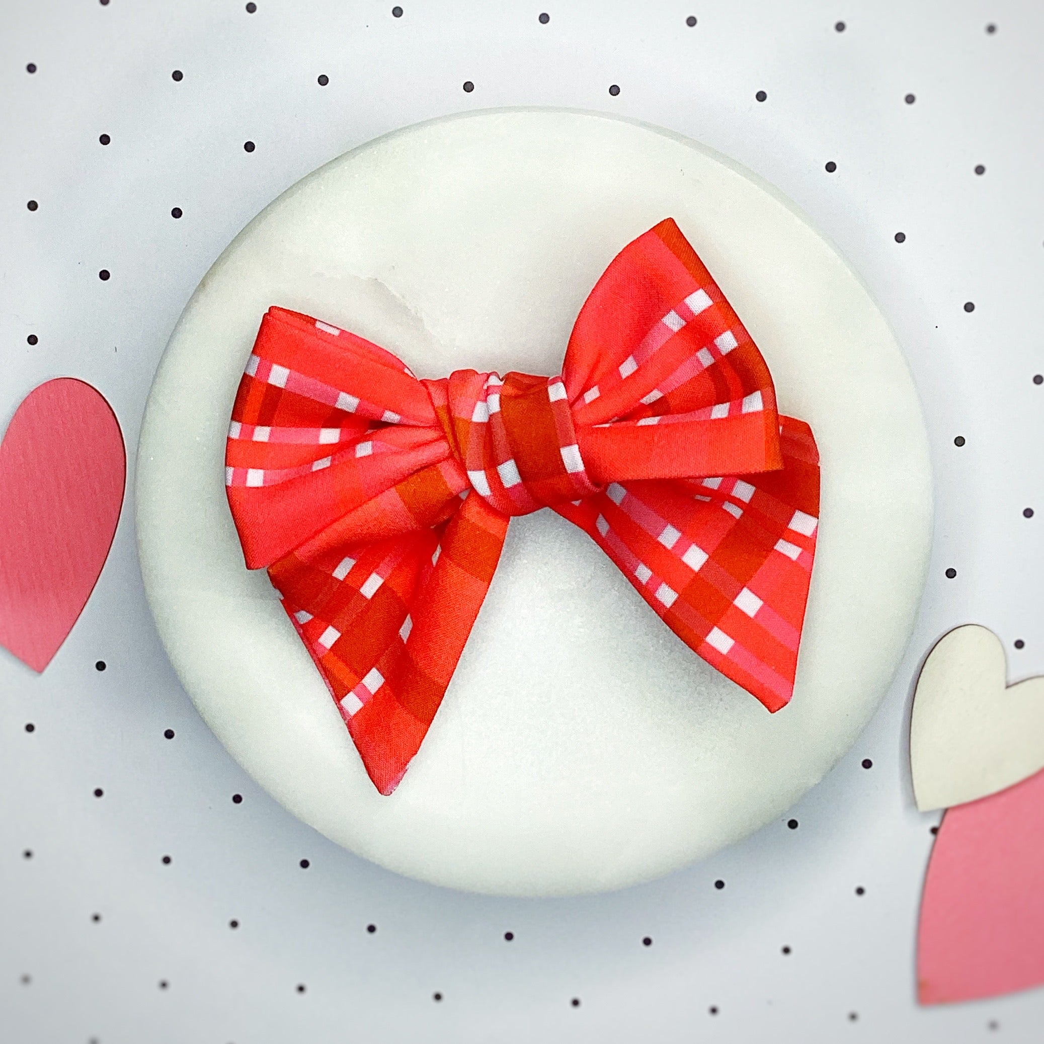 Valentine Plaid Bow Strip and Scrunchie Collection