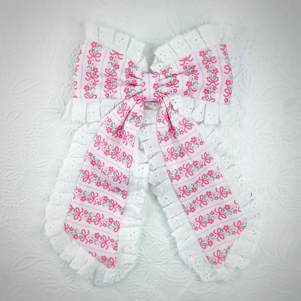 Floral Stripes Ruffle Coquette Bow and Scrunchie Collection