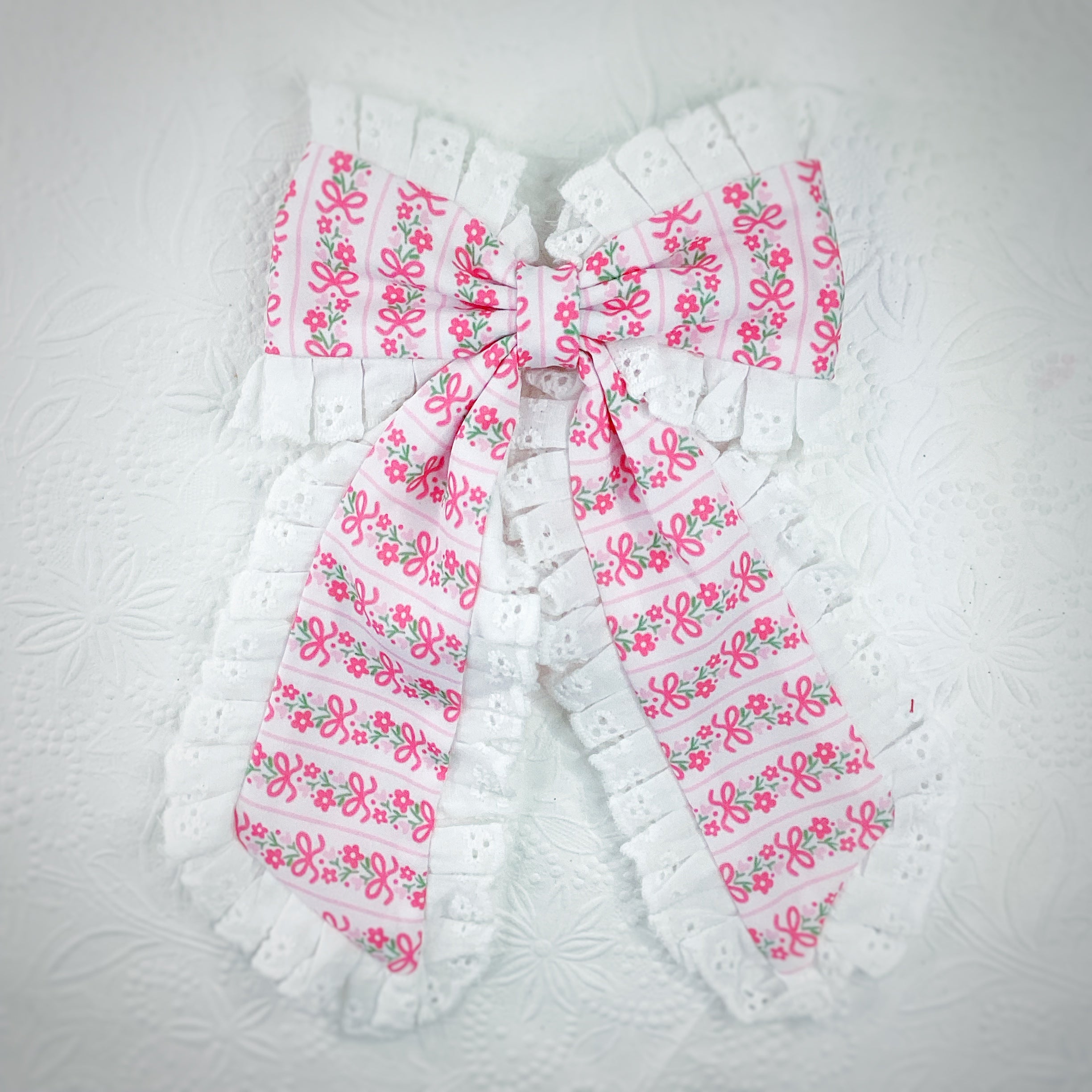 Floral Stripes Ruffle Coquette Bow and Scrunchie Collection