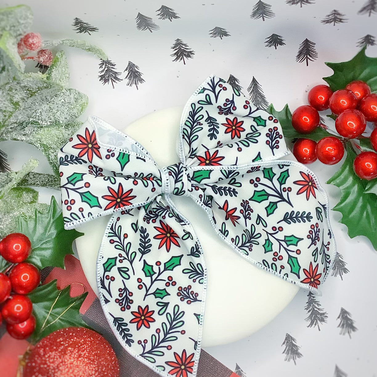 Boughs of Holly Bow Strip and Scrunchie Collection