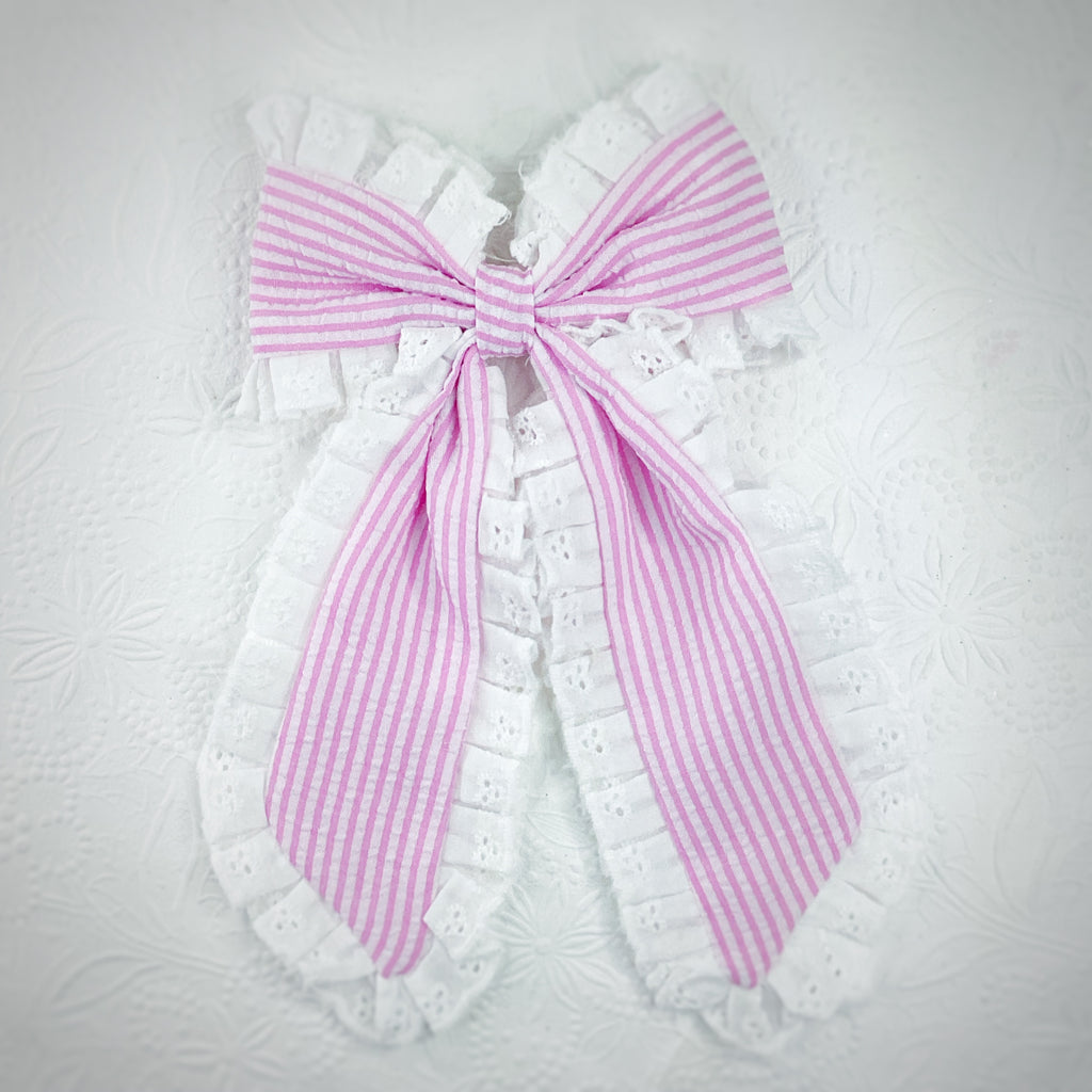 Seersucker Ruffle Coquette Bow and Scrunchie Collection
