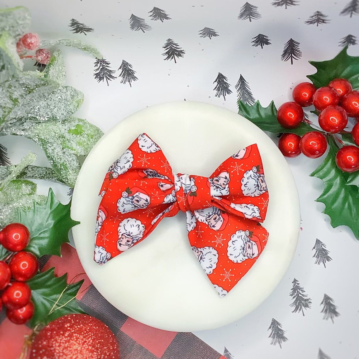 Classic Santa Bow Strip, Headband and Scrunchie Collection
