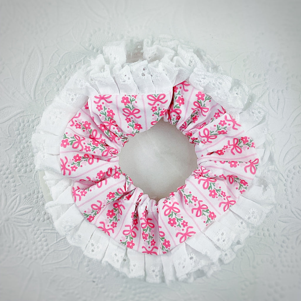 Floral Stripes Ruffle Coquette Bow and Scrunchie Collection