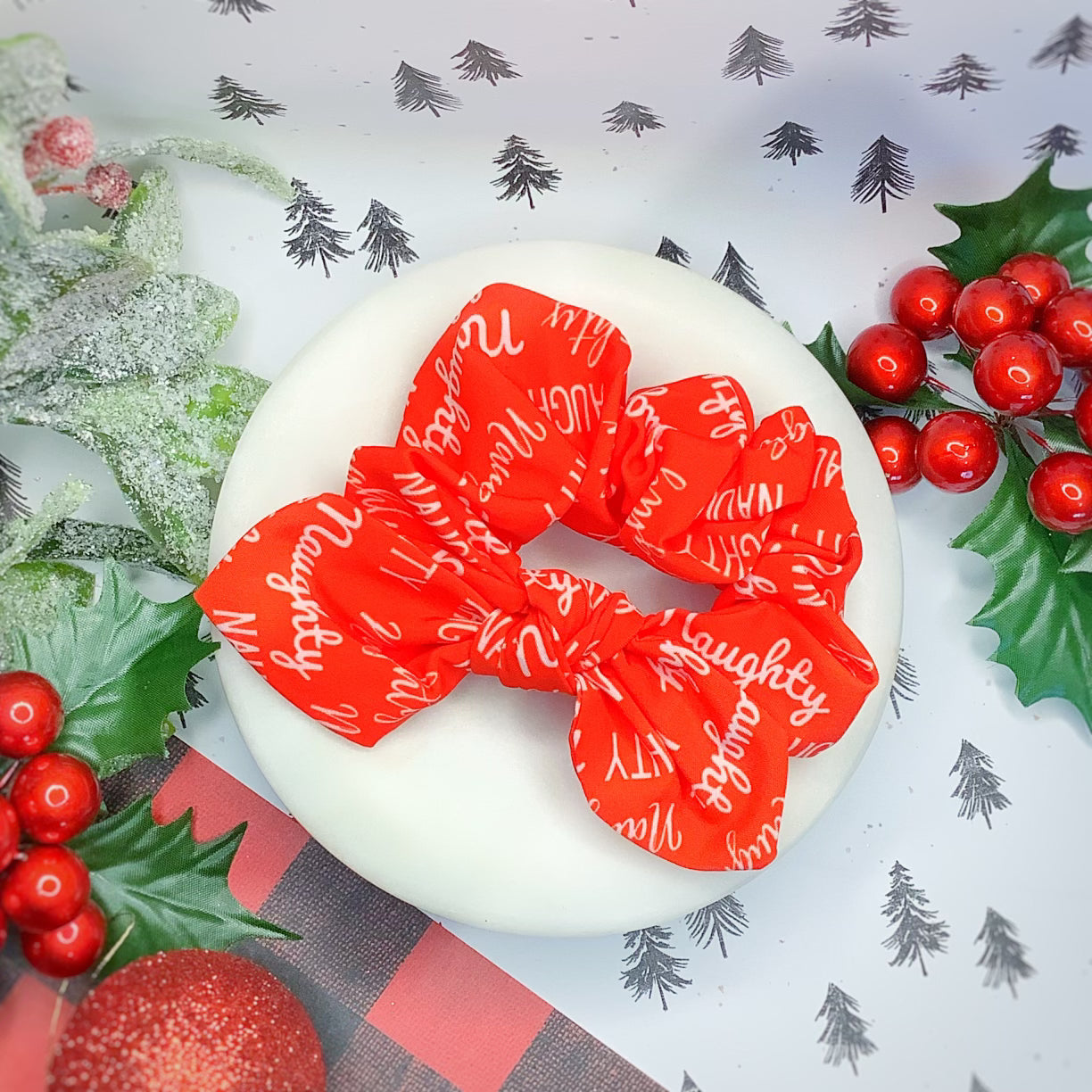 Naughty and Nice Bow Strip and Scrunchie Collection