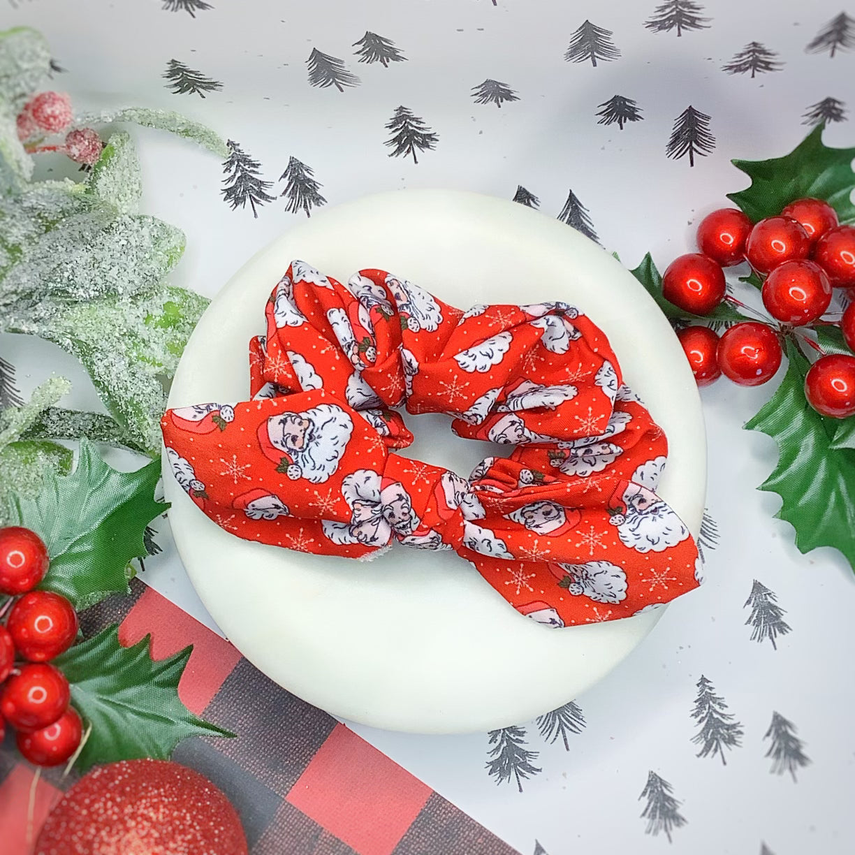 Classic Santa Bow Strip, Headband and Scrunchie Collection