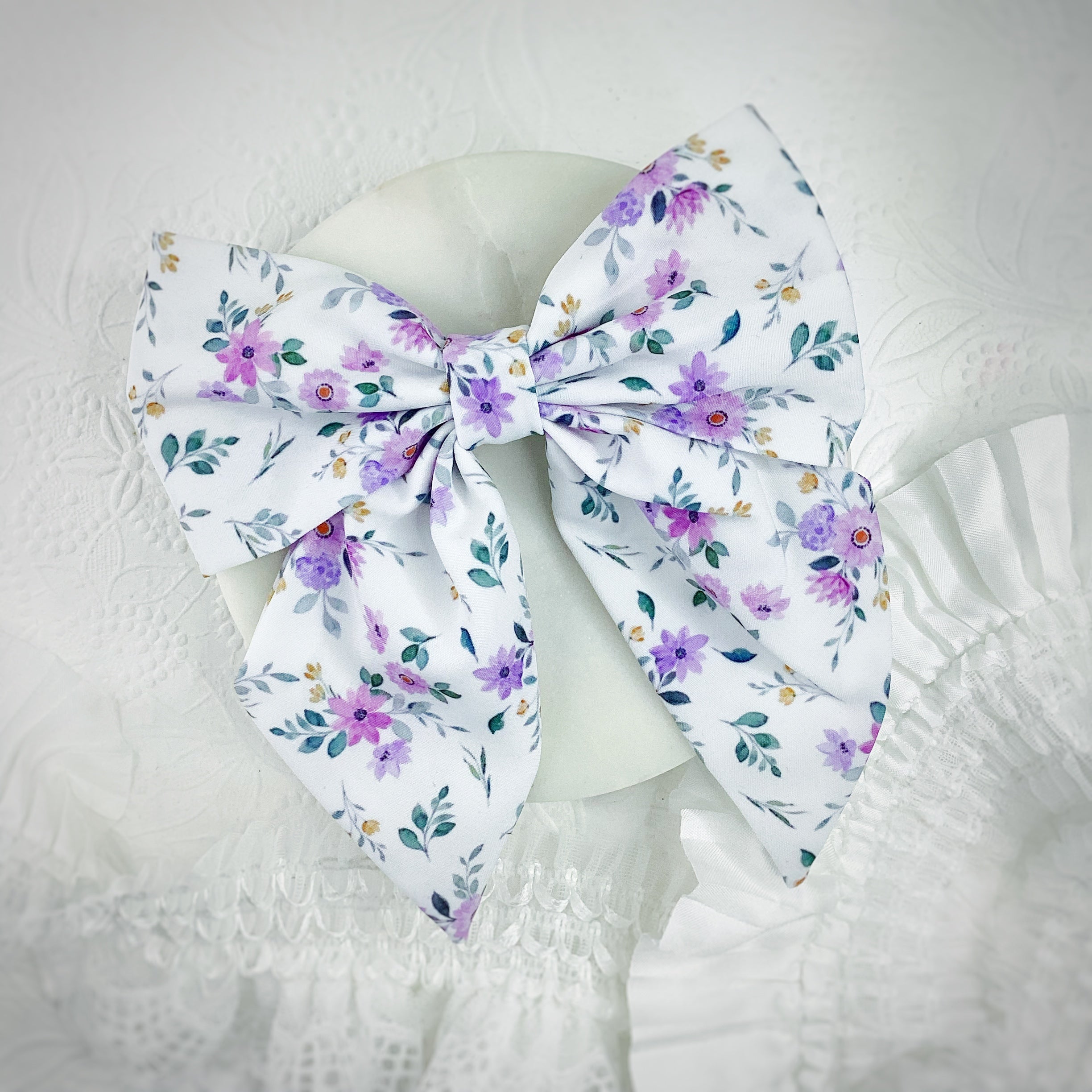Lavender Florals Finished Bow