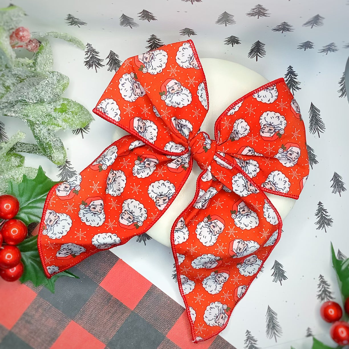 Classic Santa Bow Strip, Headband and Scrunchie Collection