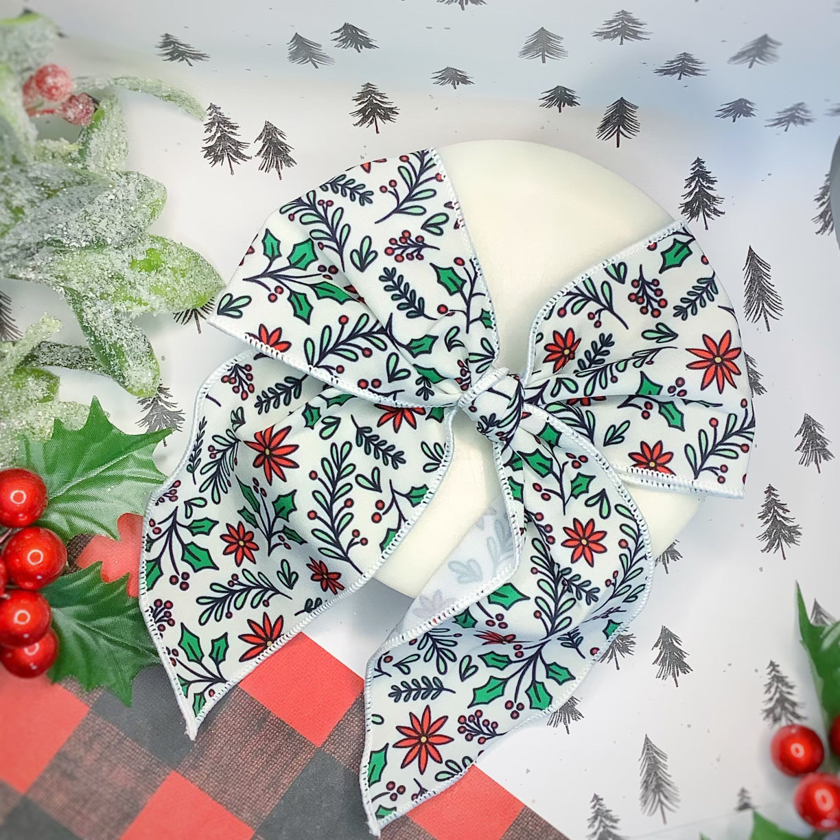 Boughs of Holly Bow Strip and Scrunchie Collection
