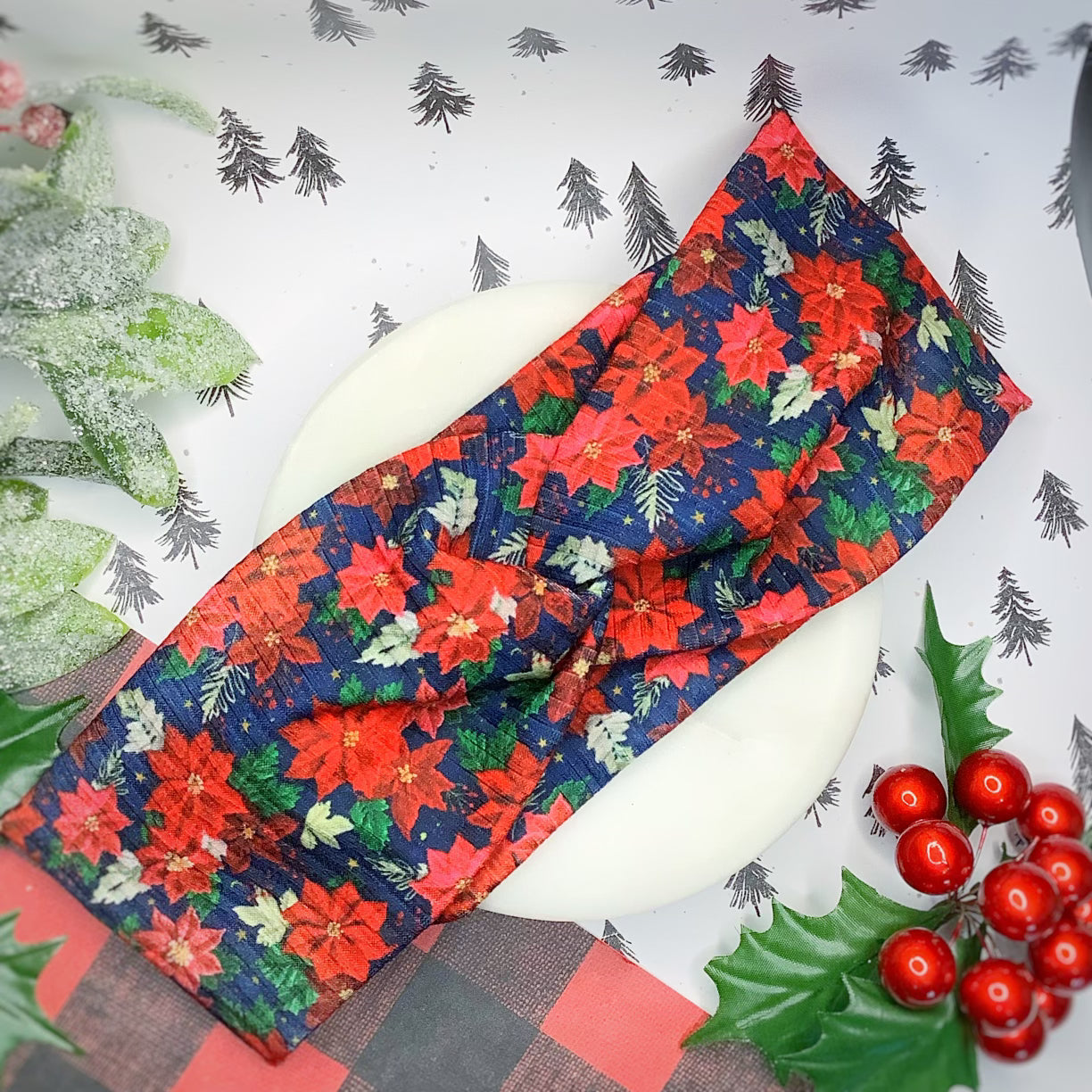Poinsettia Perfection Bow Strip, Headband and Scrunchie Collection