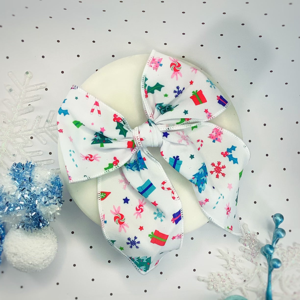 Whimsical Christmas Bow Strip and Scrunchie Collection