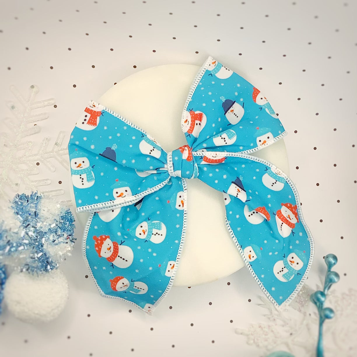 Chilly Snowmen Bow Strip, Headband and Scrunchie Collection