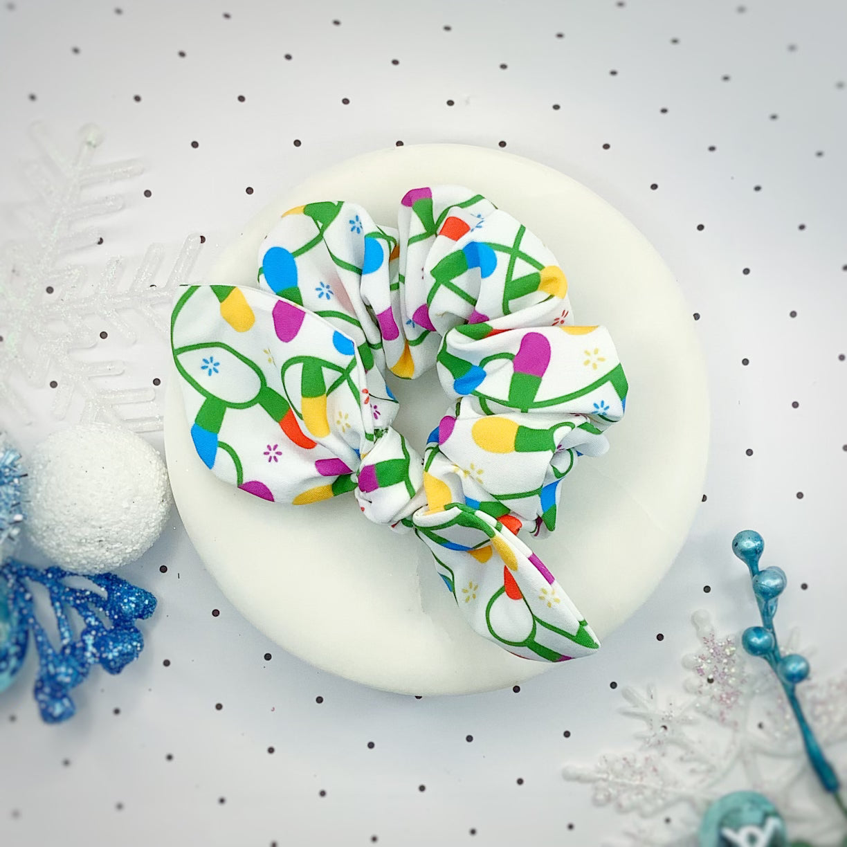 Holiday Lights Bow Strip, Baby Headwrap and Scrunchie Collection
