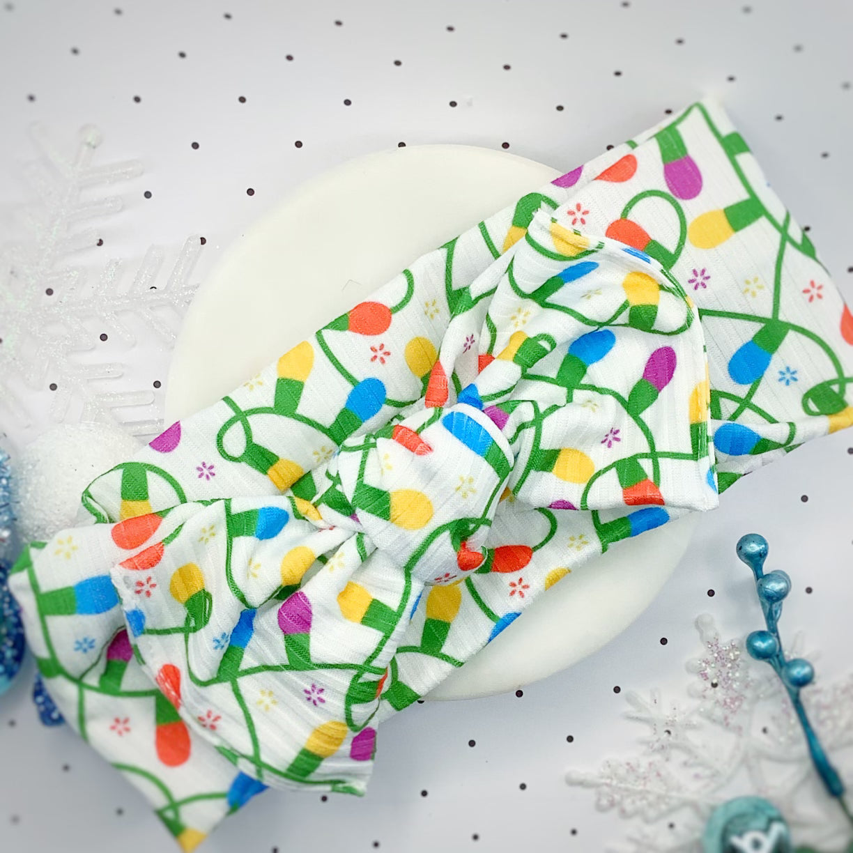 Holiday Lights Bow Strip, Baby Headwrap and Scrunchie Collection