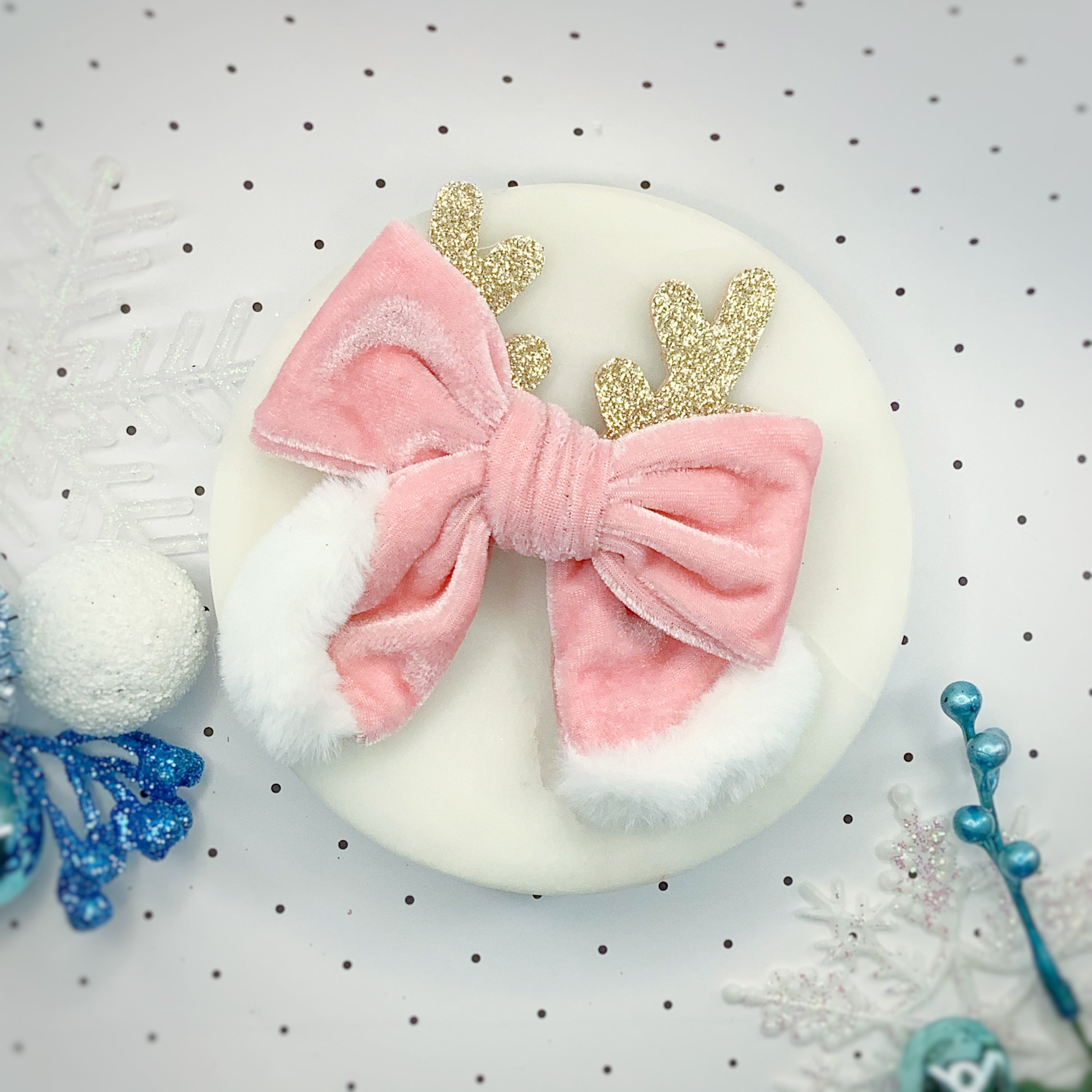 Pink Sweet Reindeer Bow