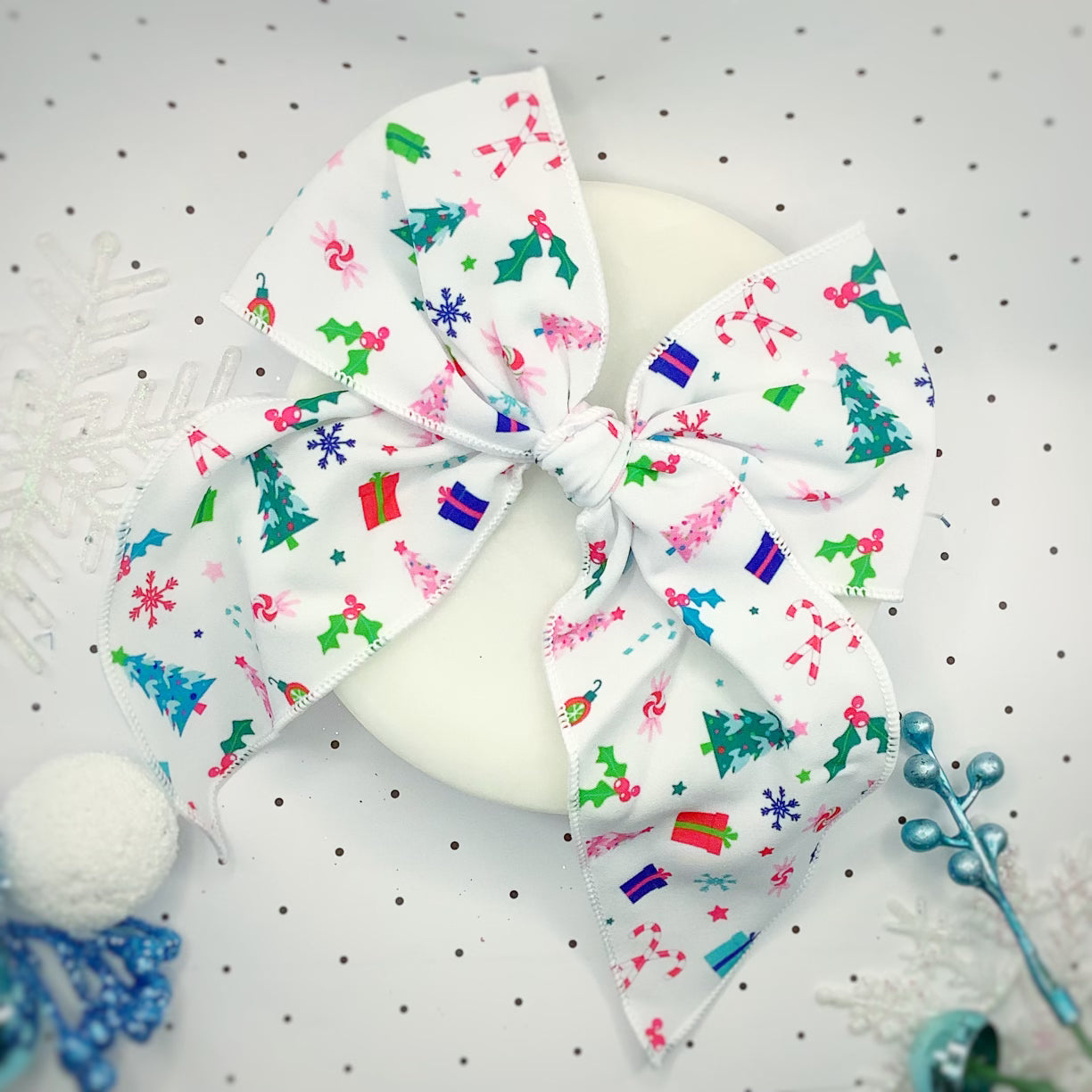 Whimsical Christmas Bow Strip and Scrunchie Collection