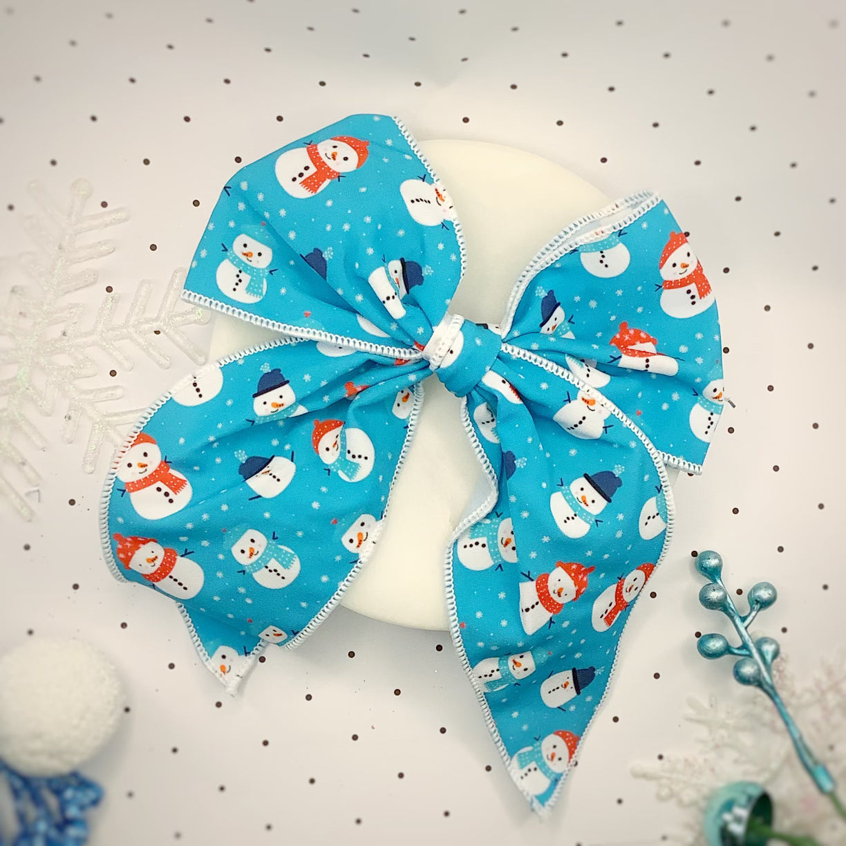 Chilly Snowmen Bow Strip, Headband and Scrunchie Collection