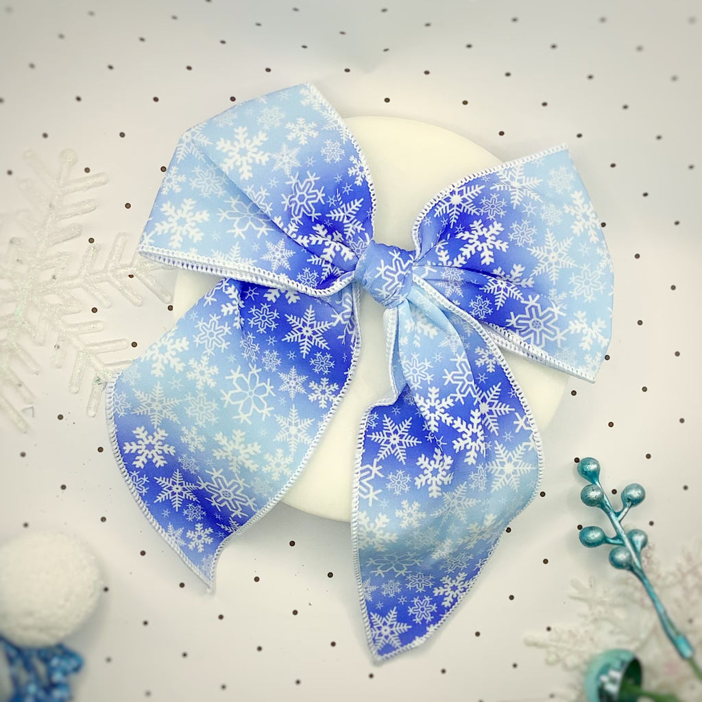 Icy Ombre Snowflake Baby Headwrap, Quinn Scrunchie, and Bow Collection
