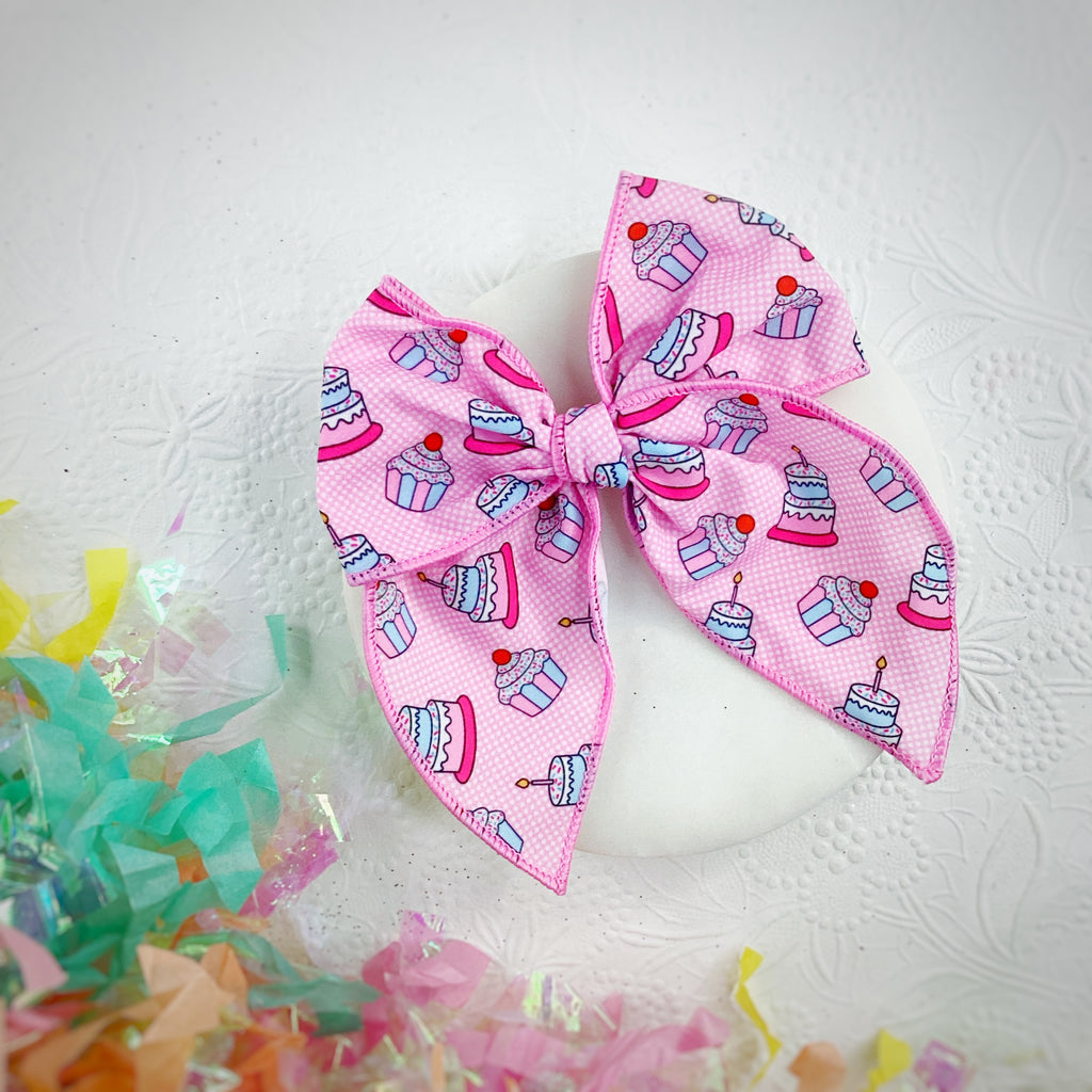 Pink Cake Pre-Tied Bow Strip and Scrunchie Collection