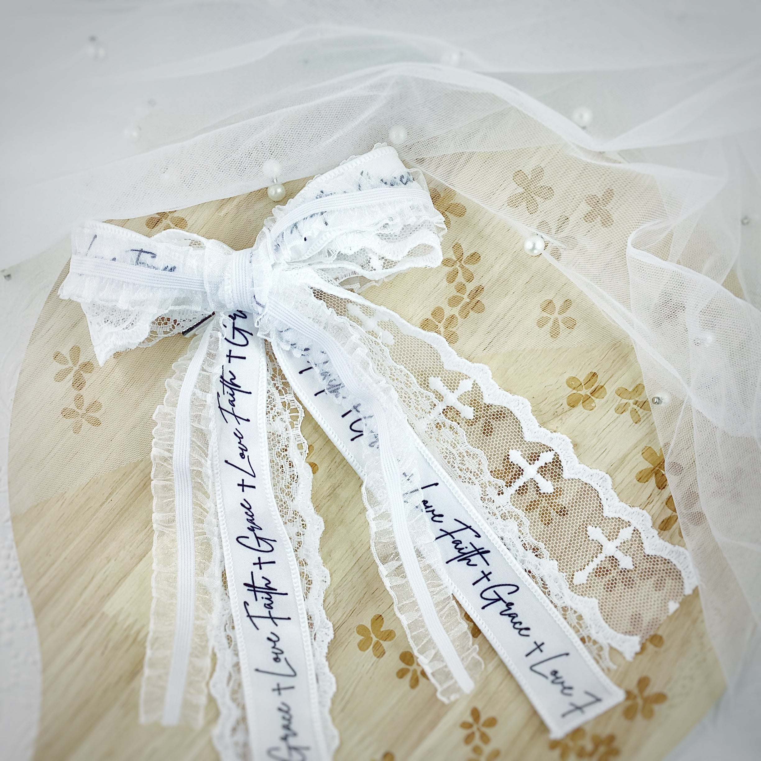 Faith Grace Love Messy Trim Bows