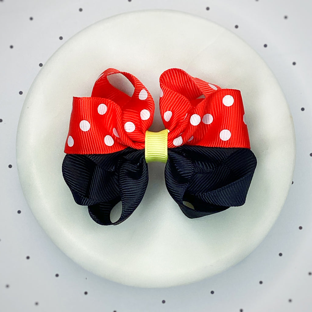 Red and White Polka Dot Swirly Pop Bow