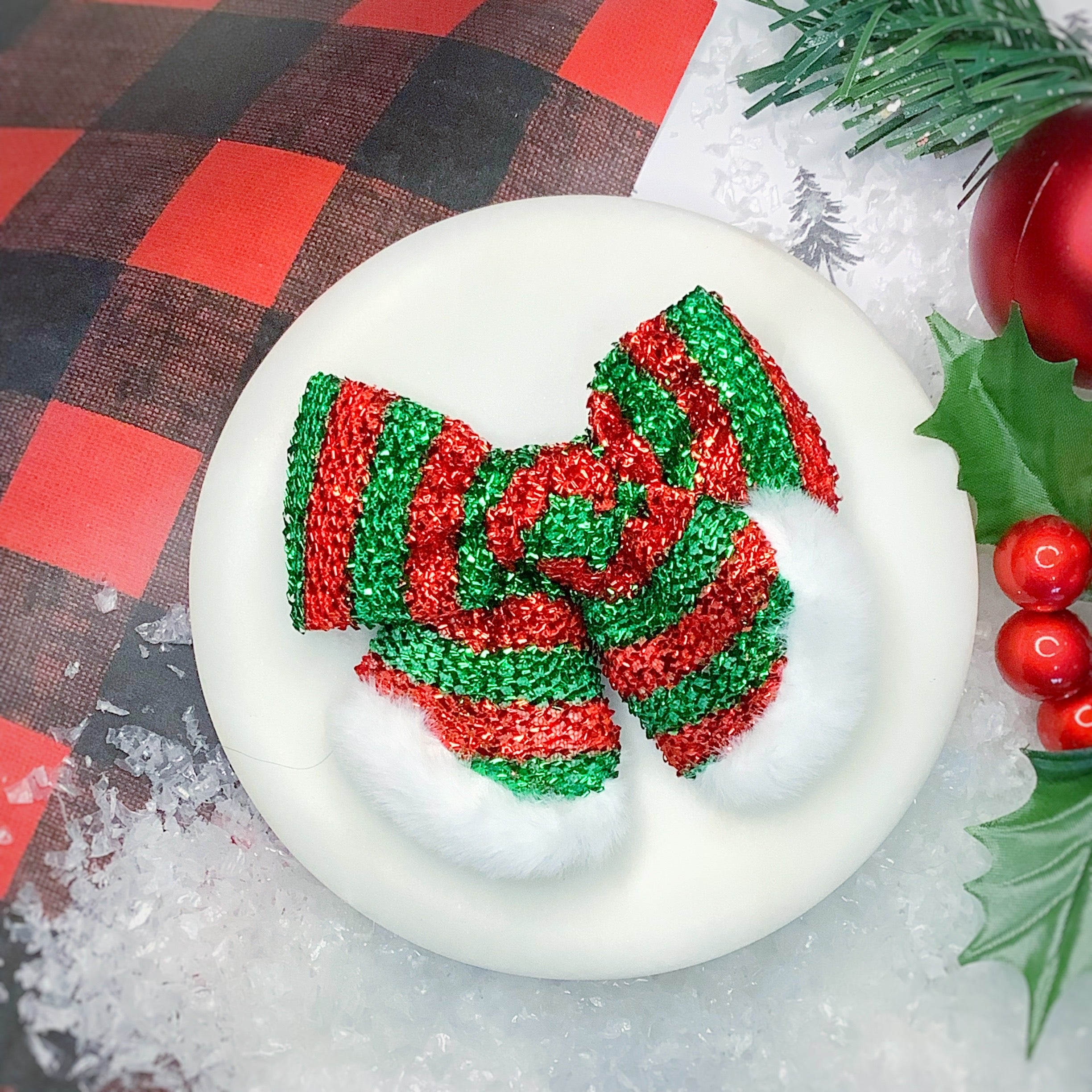 Tinsel Christmas Pre-Tied Bow Strip Collection