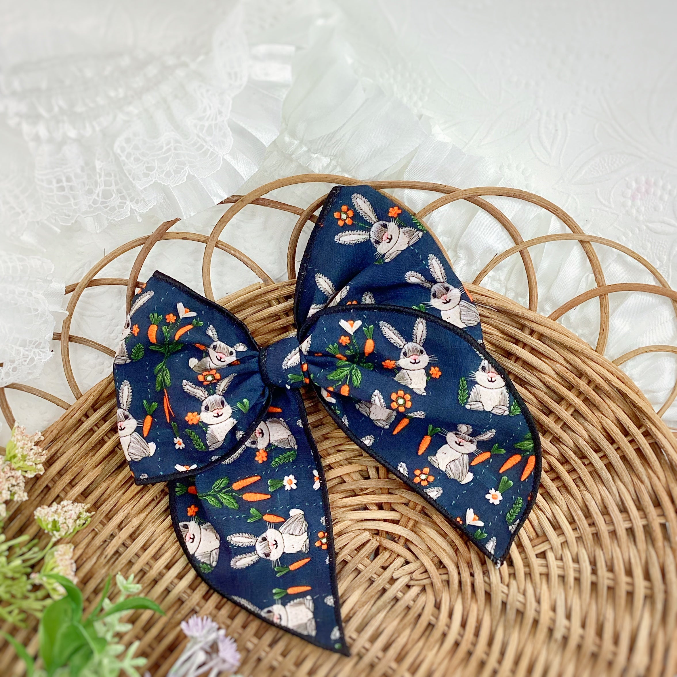 Dark Green Bunnies Bow Strip Collection