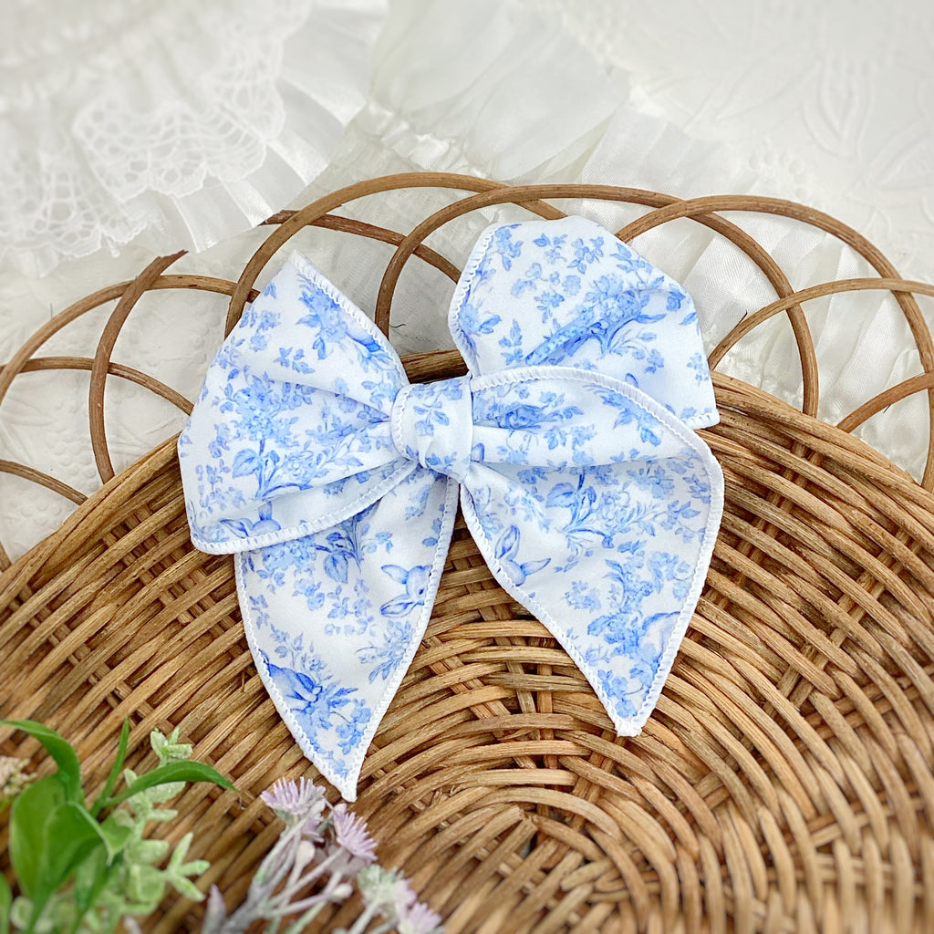 Blue Chinoise Bunnies Bow Strip and Headband Collection