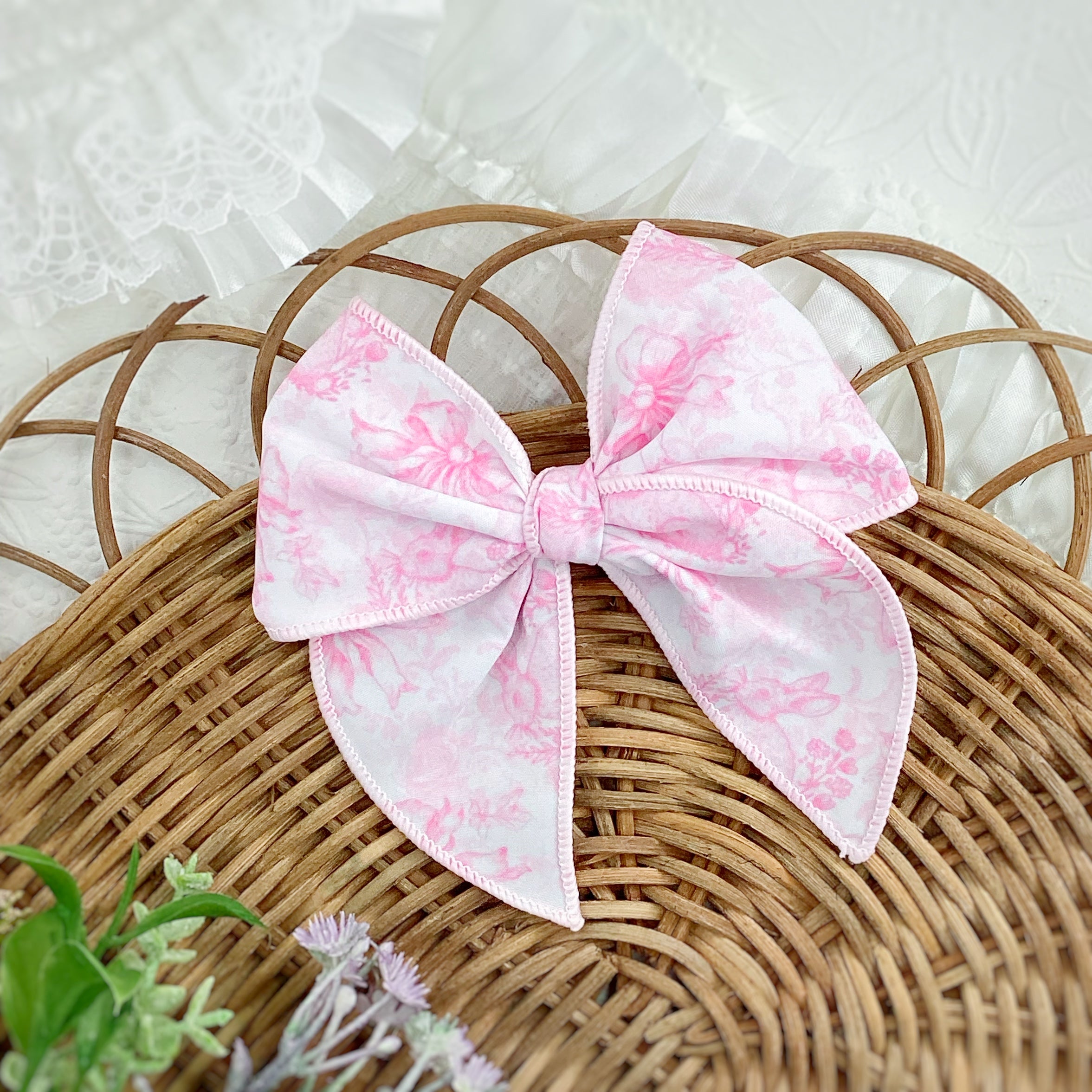 Pink Chinoise Bunnies Bow Strip and Headband Collection