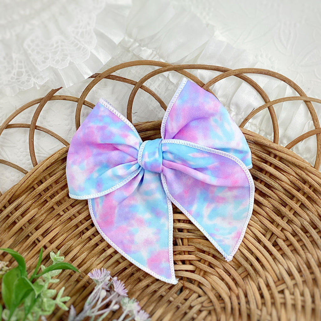 Purple and Blue Tie Dye Scrunchie, Bow Strip and Headband Collection