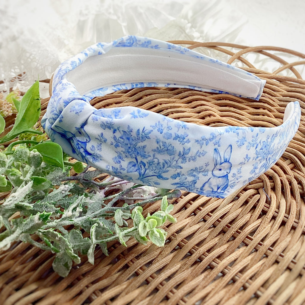 Blue Chinoise Bunnies Bow Strip and Headband Collection