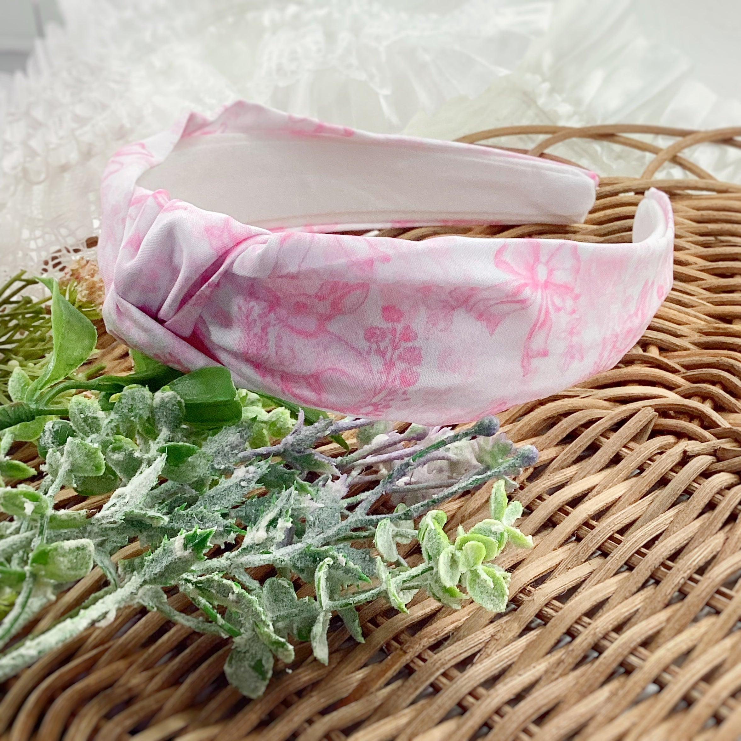 Pink Chinoise Bunnies Bow Strip and Headband Collection