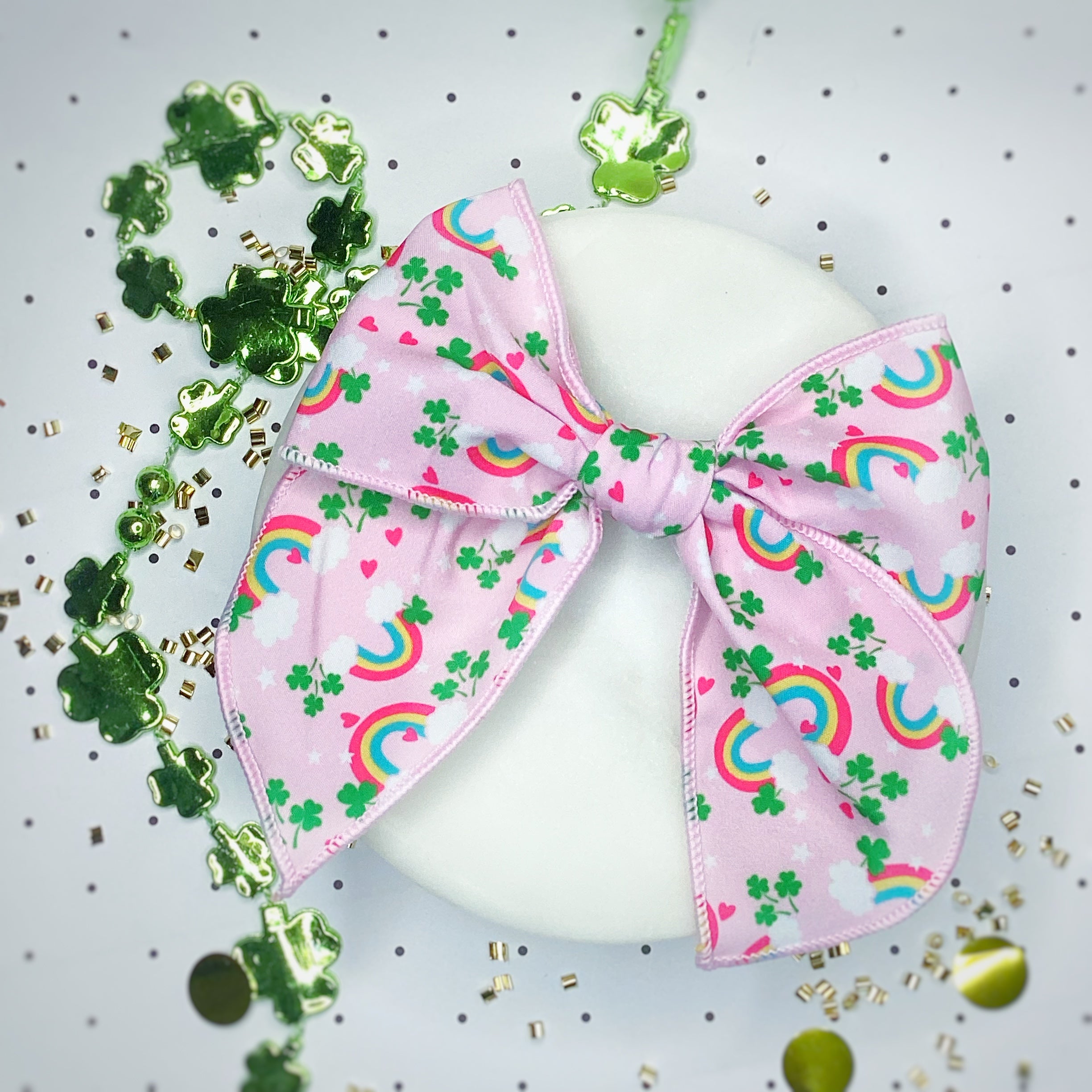Shamrocks and Rainbows Bow Strip and Scrunchie Collection
