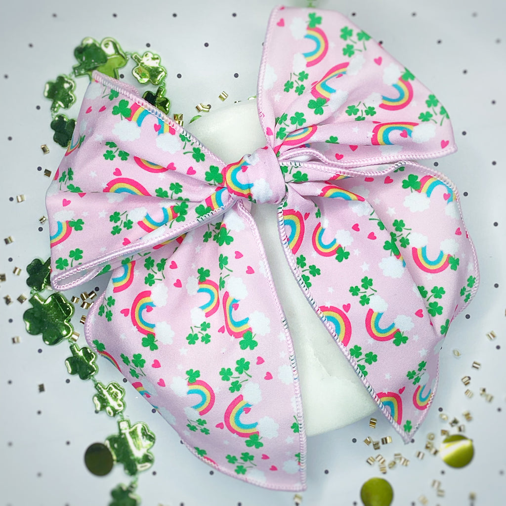 Shamrocks and Rainbows Bow Strip and Scrunchie Collection