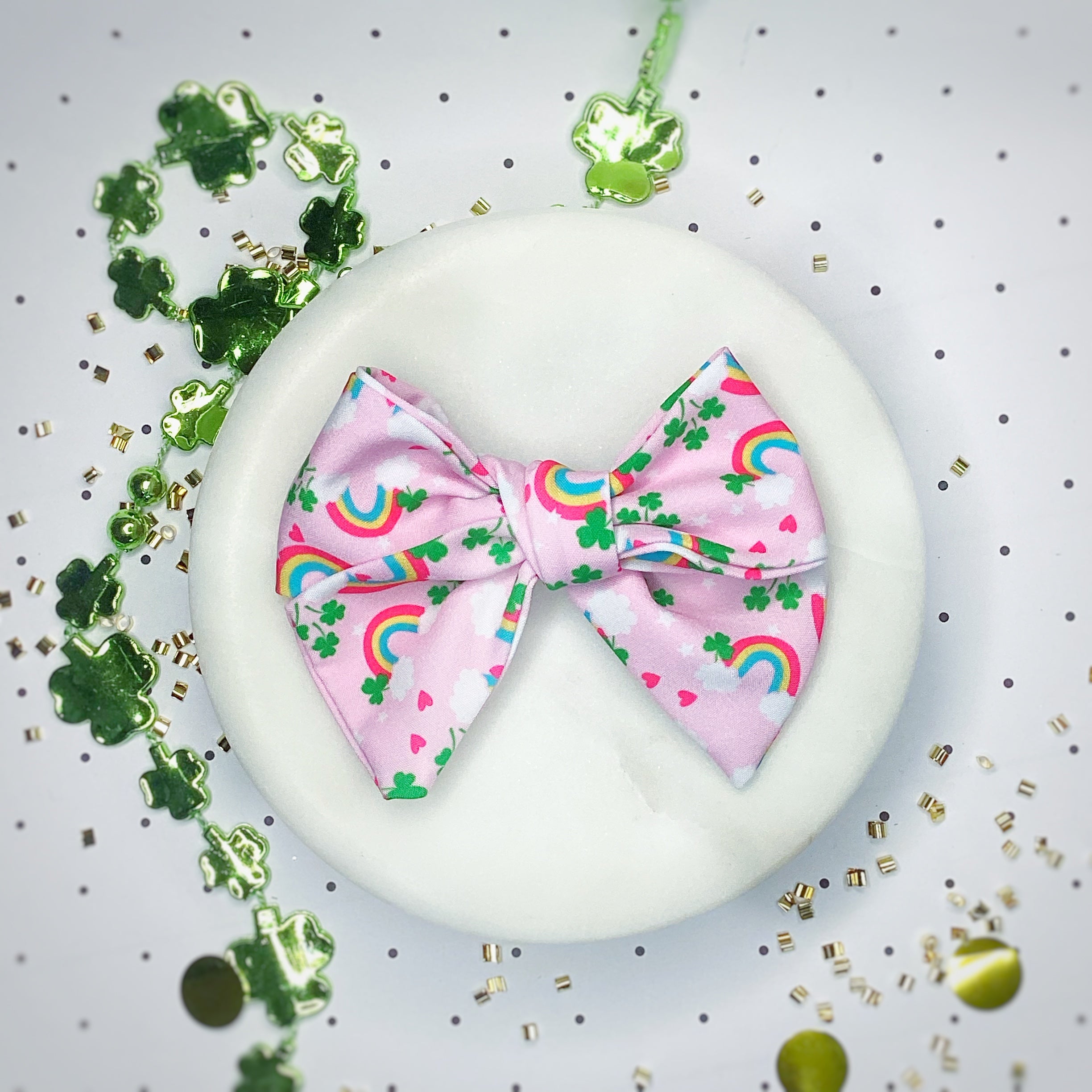 Shamrocks and Rainbows Bow Strip and Scrunchie Collection