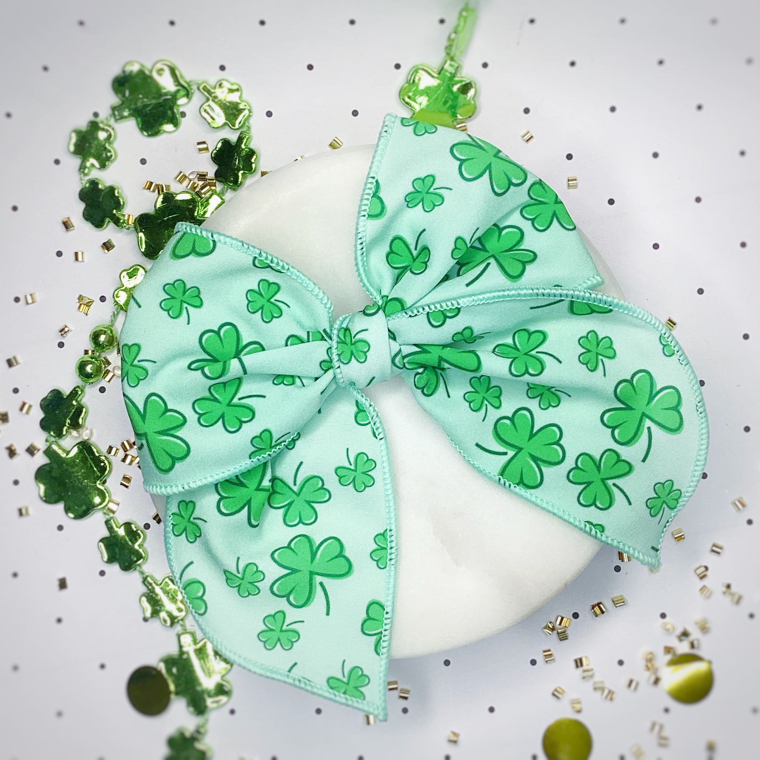So Many Shamrocks Bow Strip, Headband and Scrunchie Collection