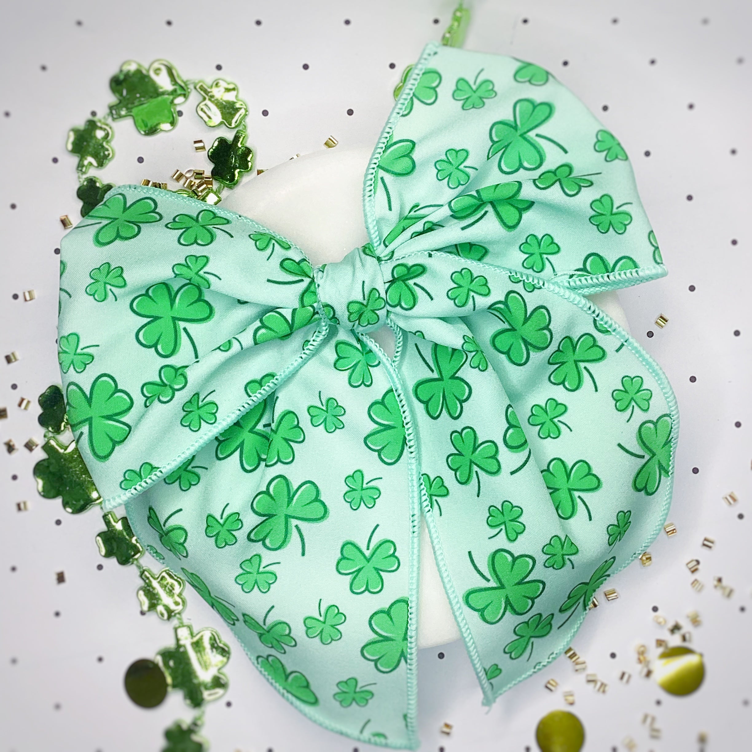 So Many Shamrocks Bow Strip, Headband and Scrunchie Collection