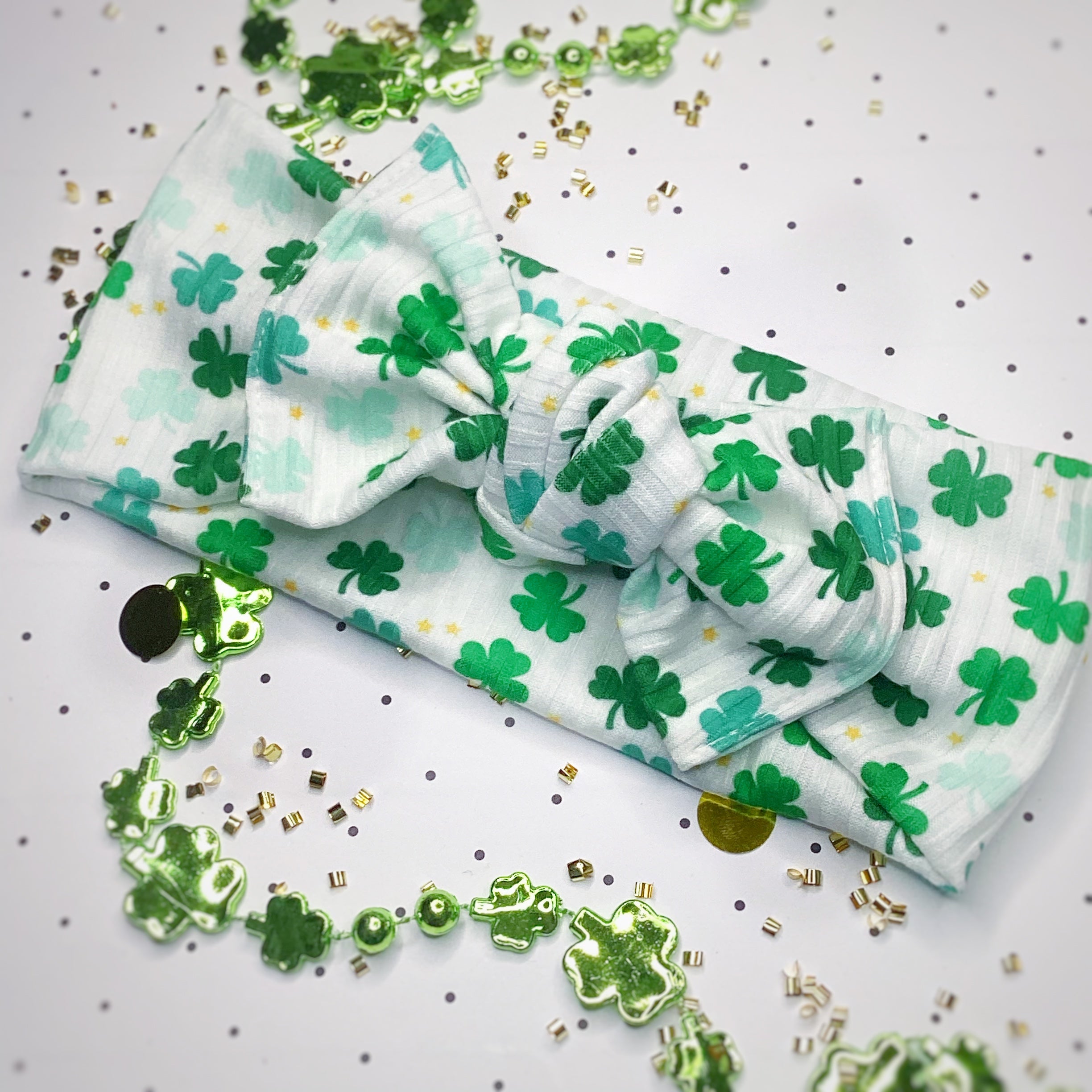 St. Patrick’s Day Bow Strip, Baby Headwrap, Headband and Scrunchie Collection