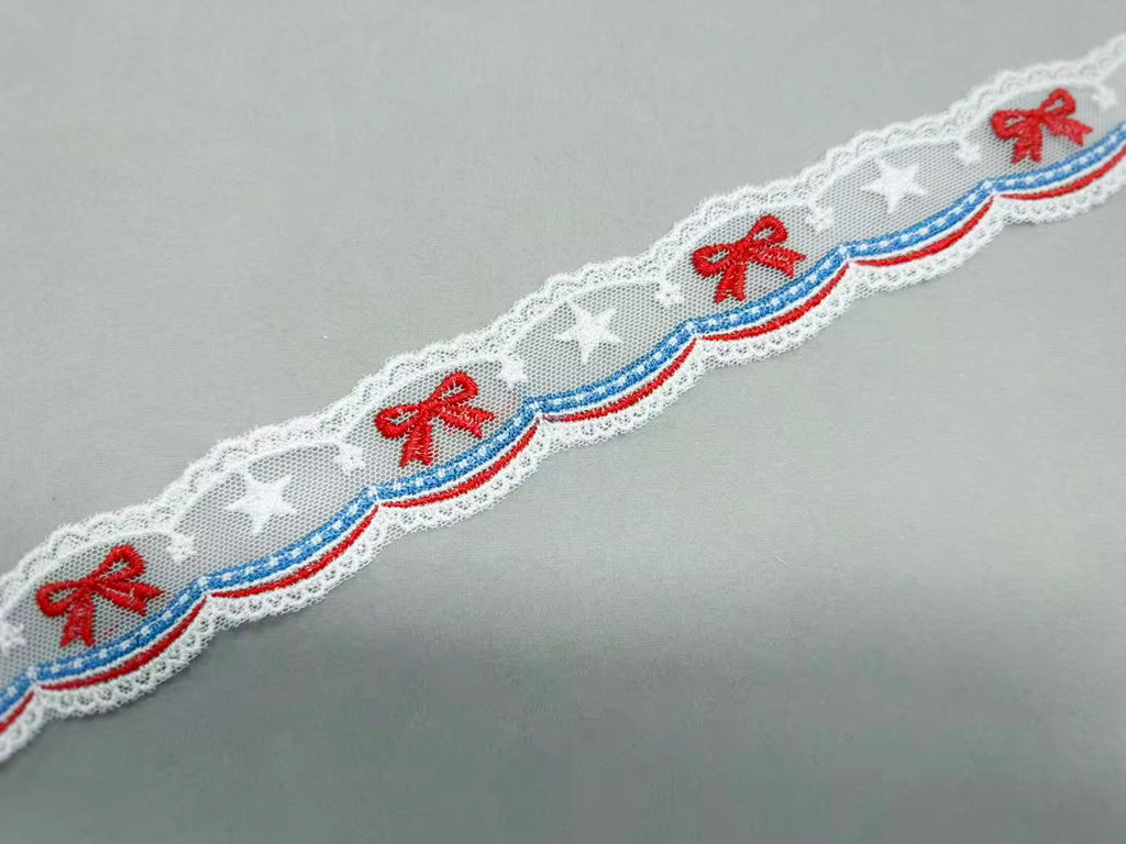 Patriotic Bow Lace - RTS