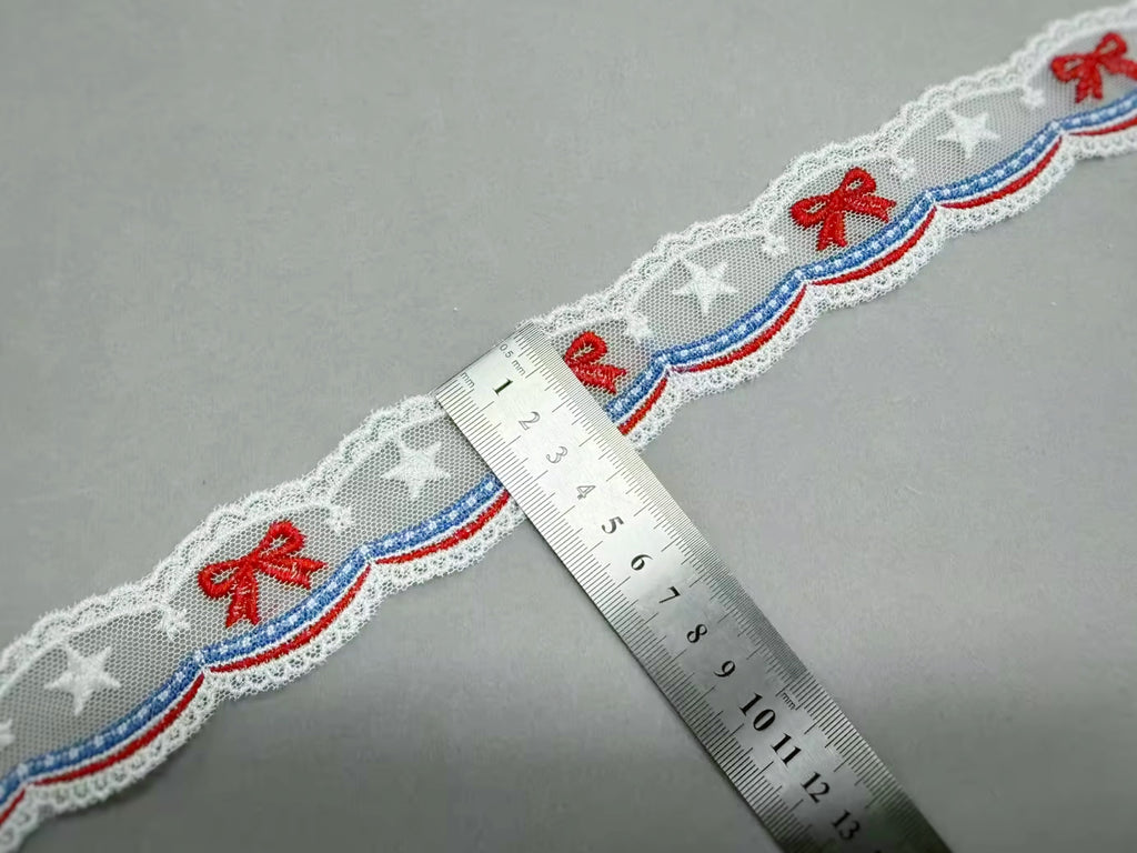Patriotic Bow Lace - RTS