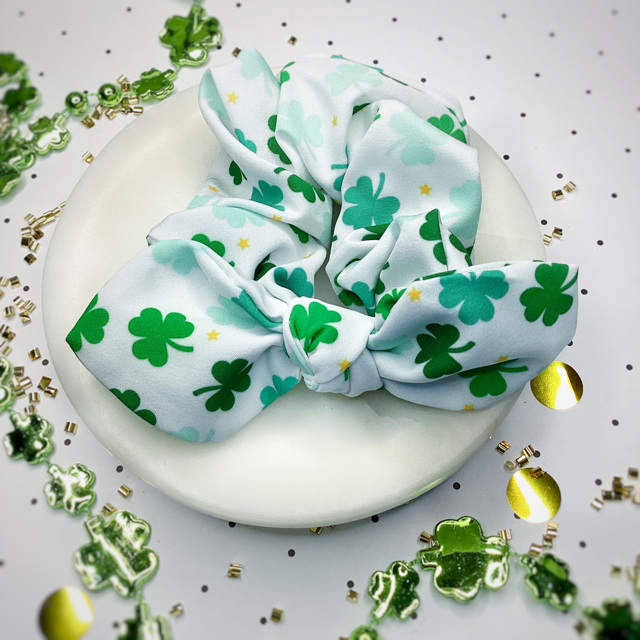 St. Patrick’s Day Bow Strip, Baby Headwrap, Headband and Scrunchie Collection