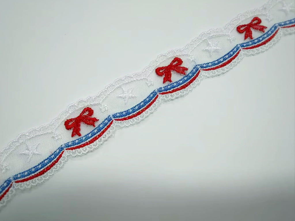 Patriotic Bow Lace - RTS