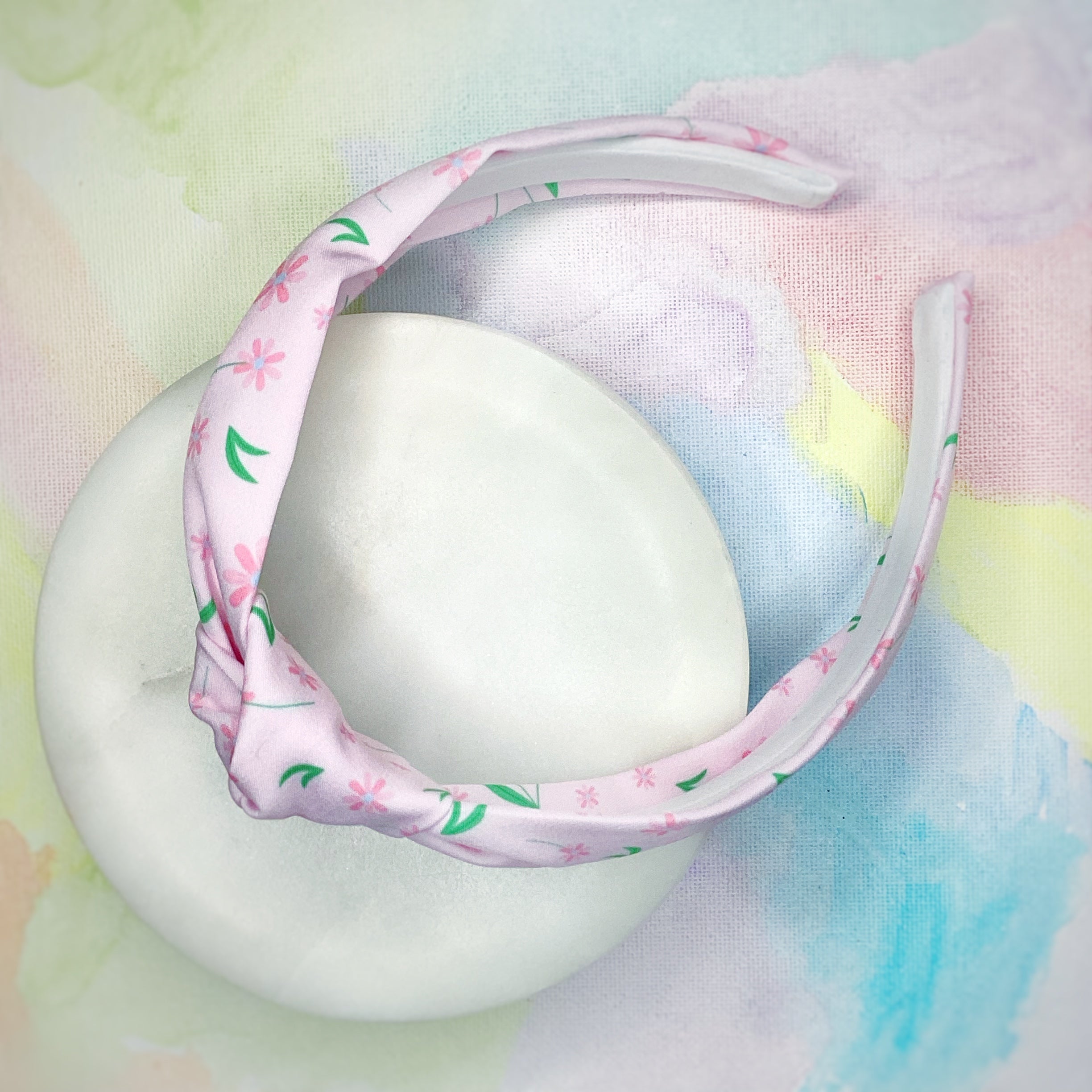 Delicate Pink Flowers Bow Strip, Headband and Scrunchie Collection
