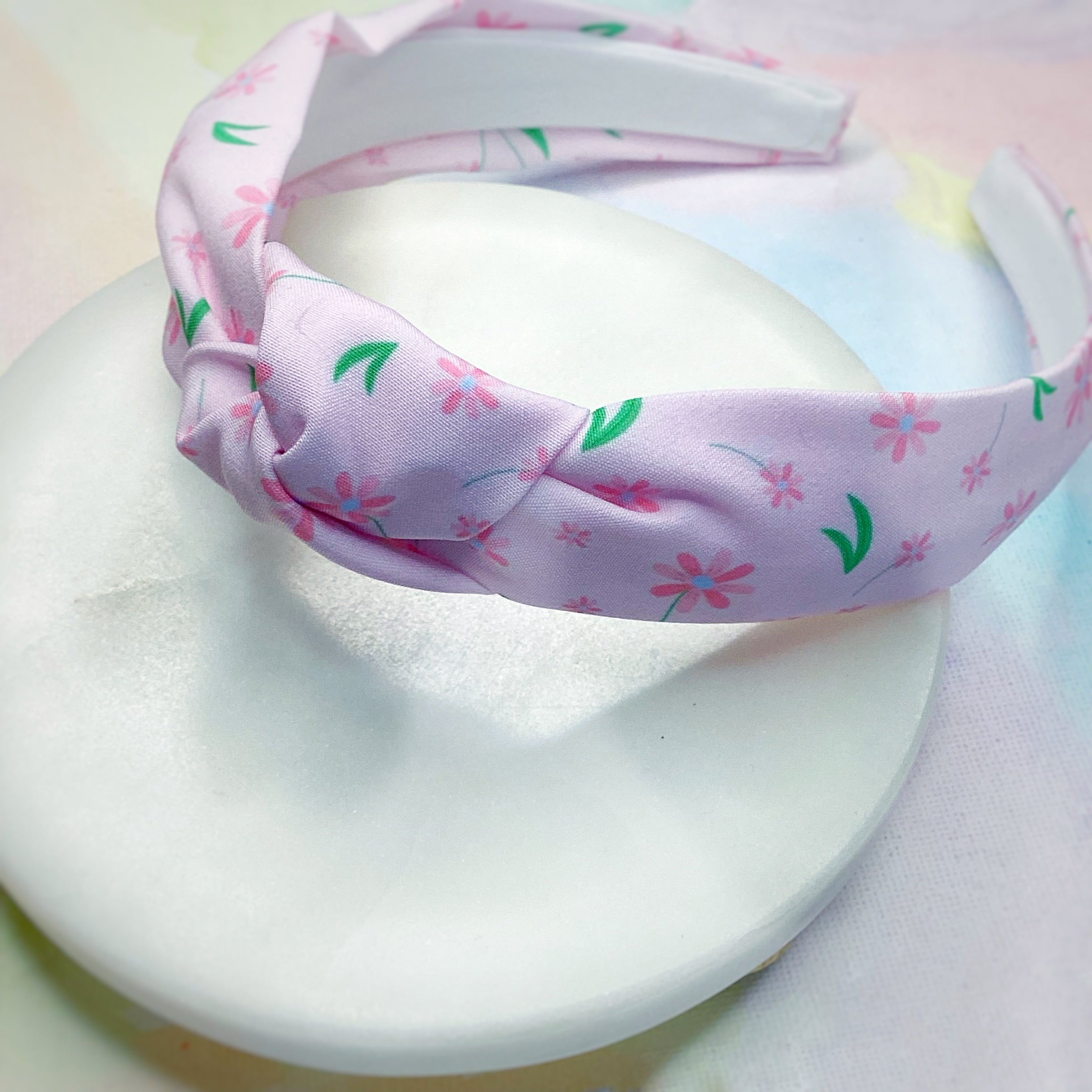 Delicate Pink Flowers Bow Strip, Headband and Scrunchie Collection