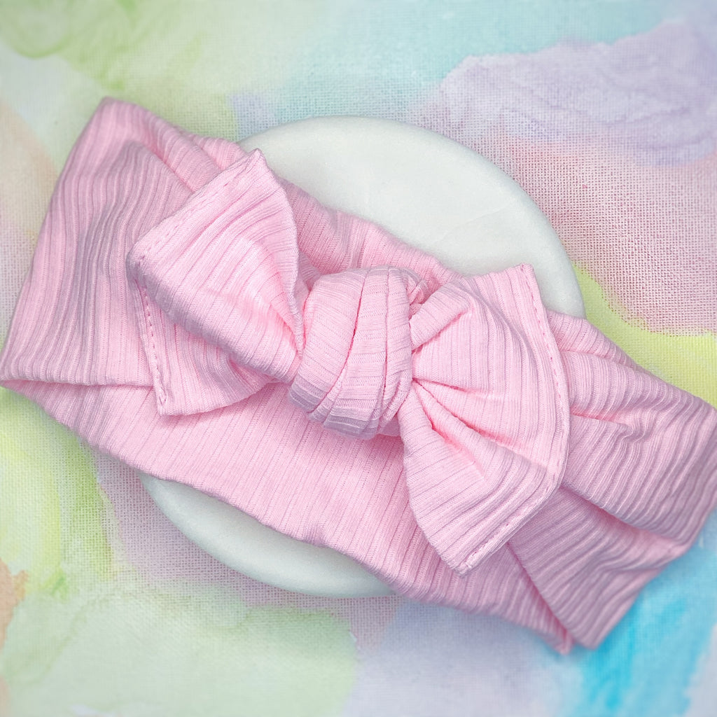 Pastel Rib Knit Baby Headwrap, Headband and Bow Collection