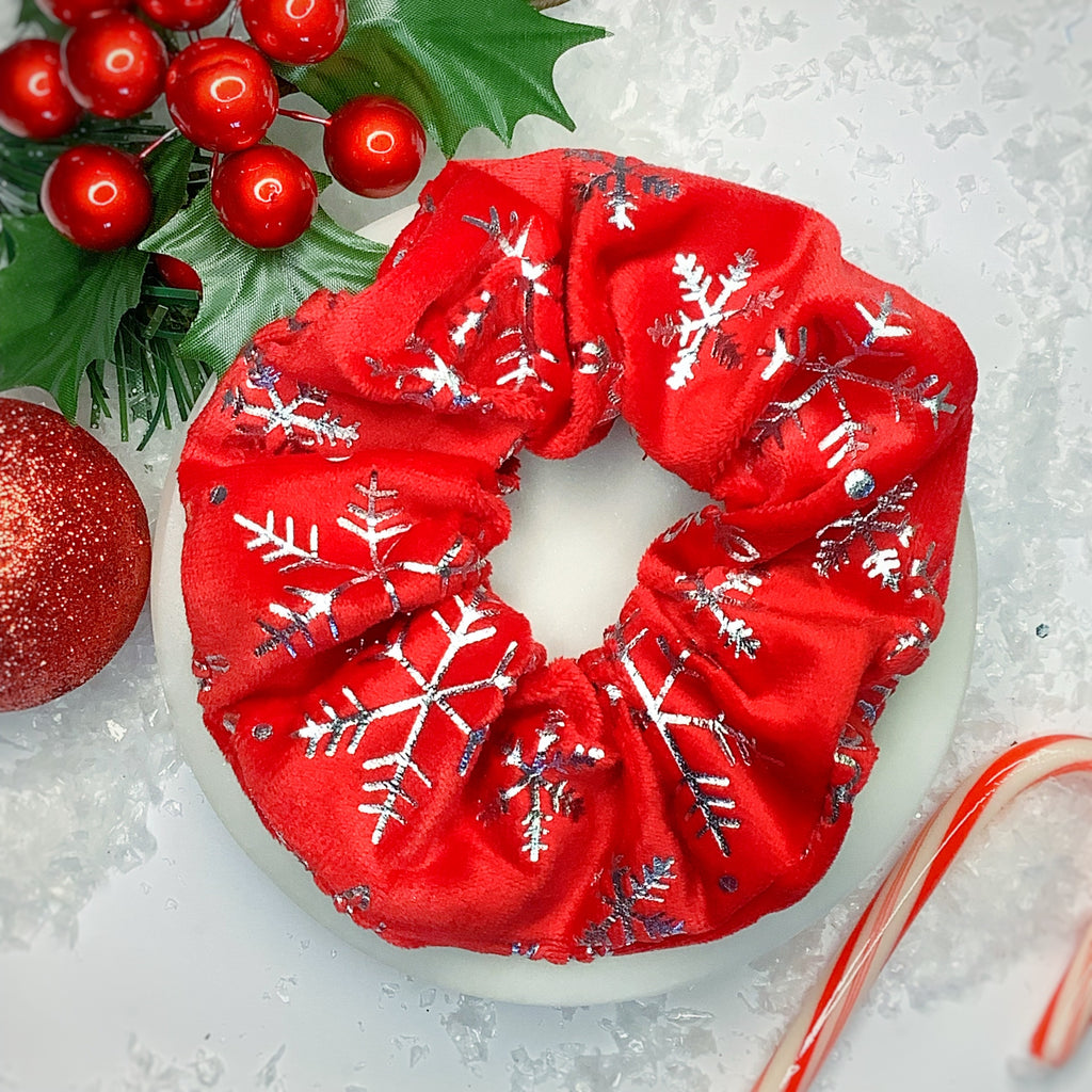 Sparkly Foil Snowflake Bow Strip, Headband and Scrunchie Collection